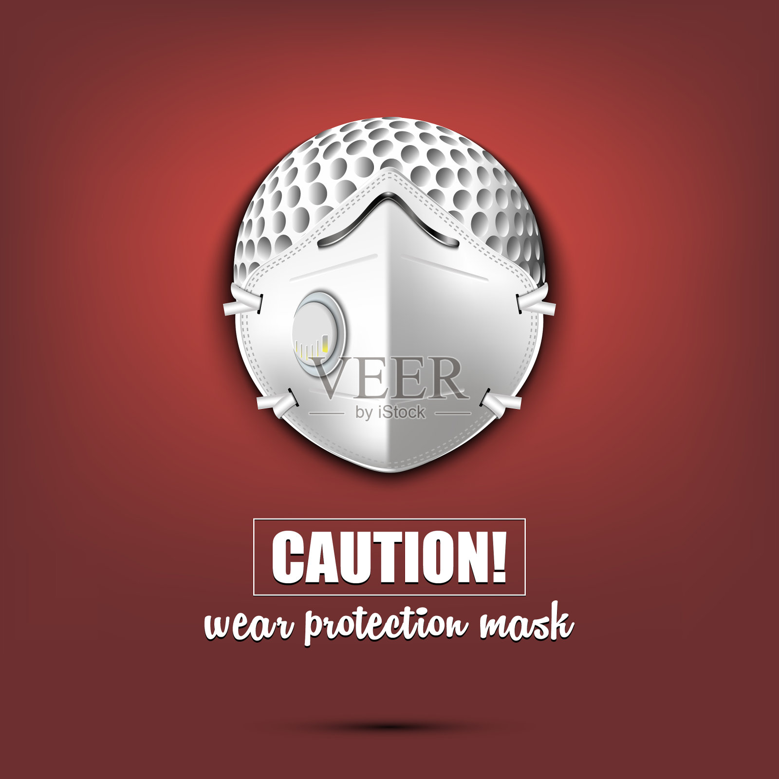 带防护面具的高尔夫球插画图片素材