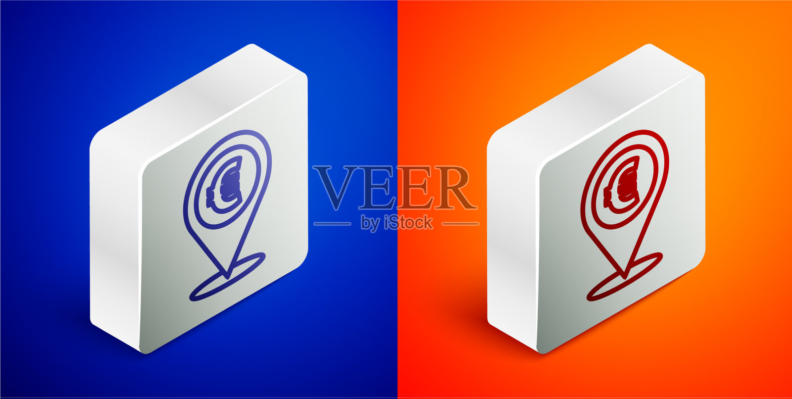 等距线现金定位销图标隔离图标素材