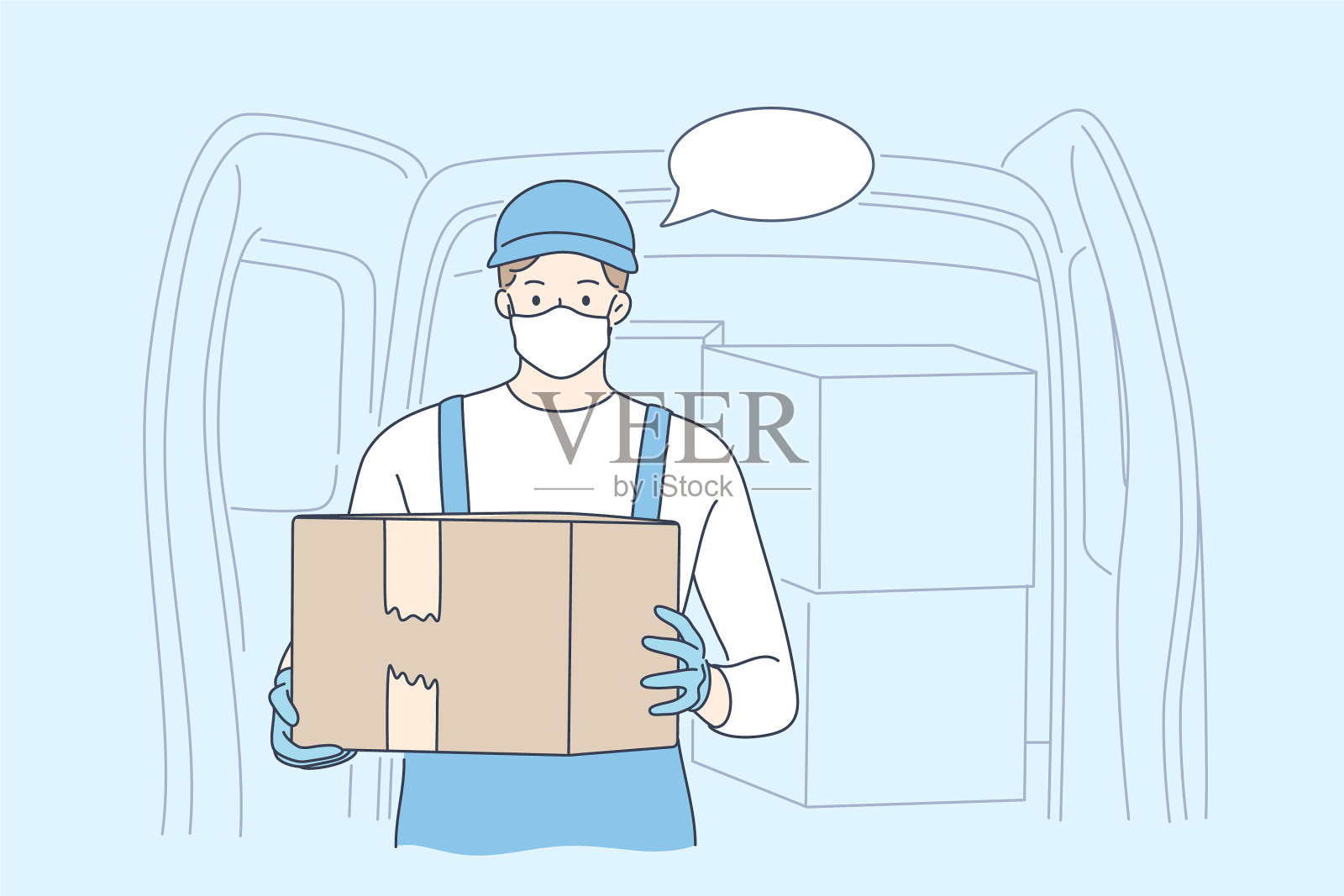 交付检疫新型冠状病毒插画图片素材