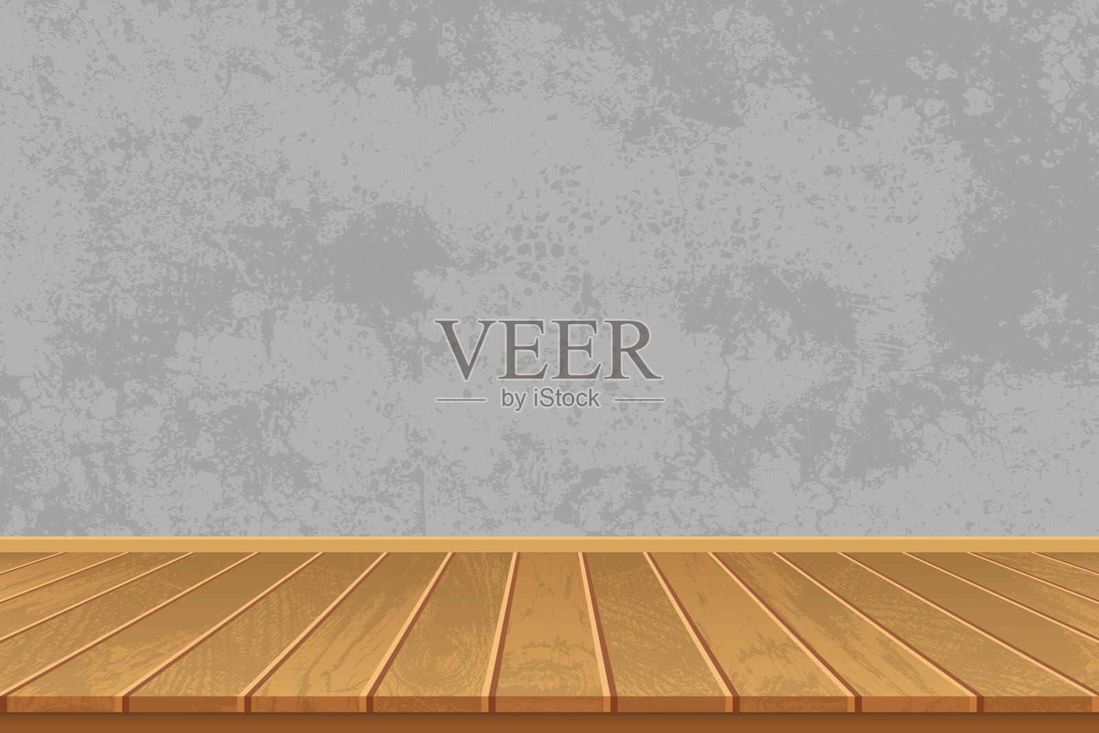 空荡荡的房间，木地板和水泥墙插画图片素材