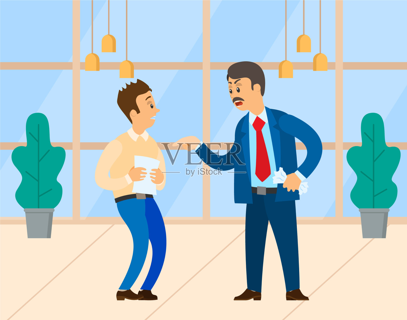 愤怒的首席执行官对经理大喊大叫插画图片素材