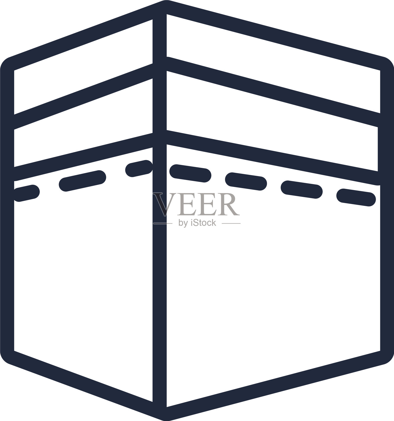 开斋节穆巴拉克广场清真寺线条风格图标插画图片素材