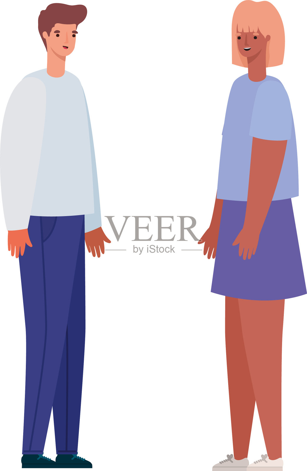 女人和男人头像卡通设计插画图片素材