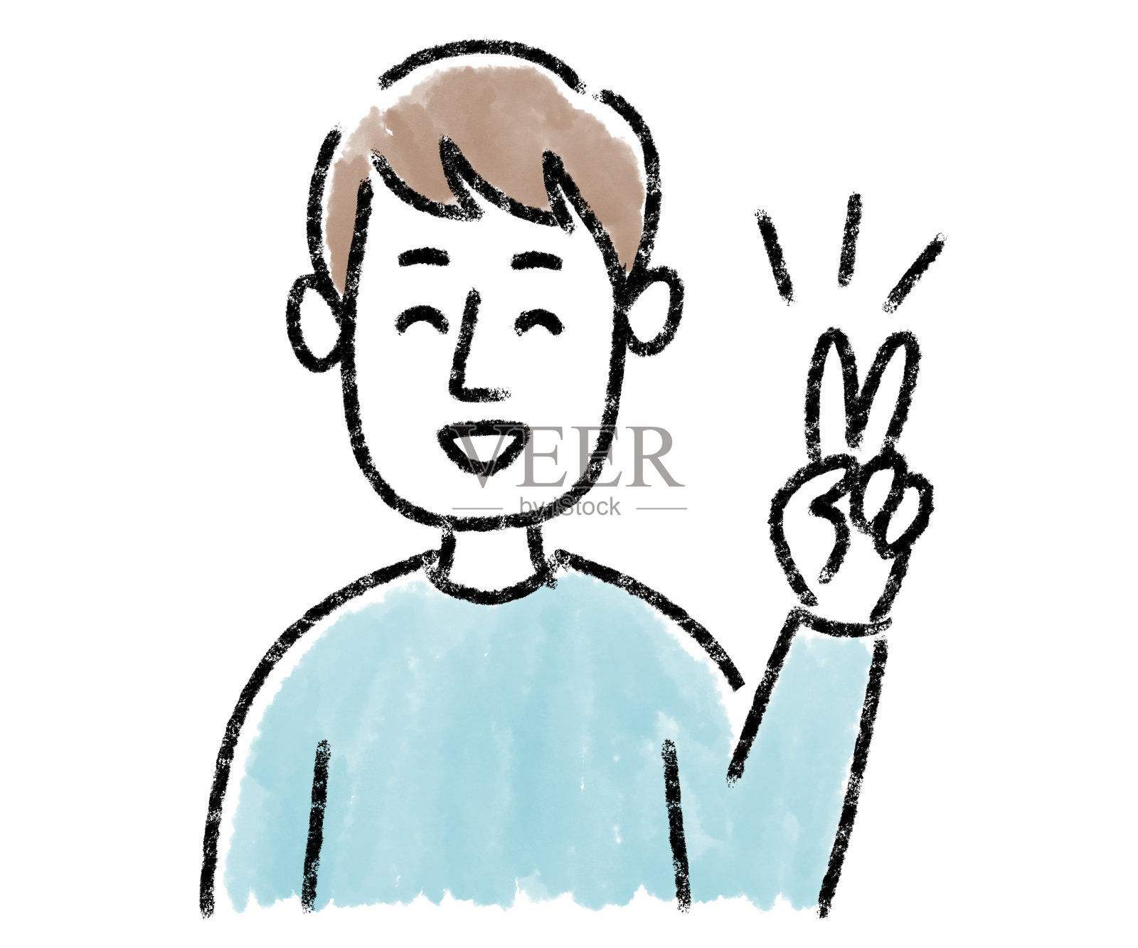 年轻人姿态定水彩平和插画图片素材