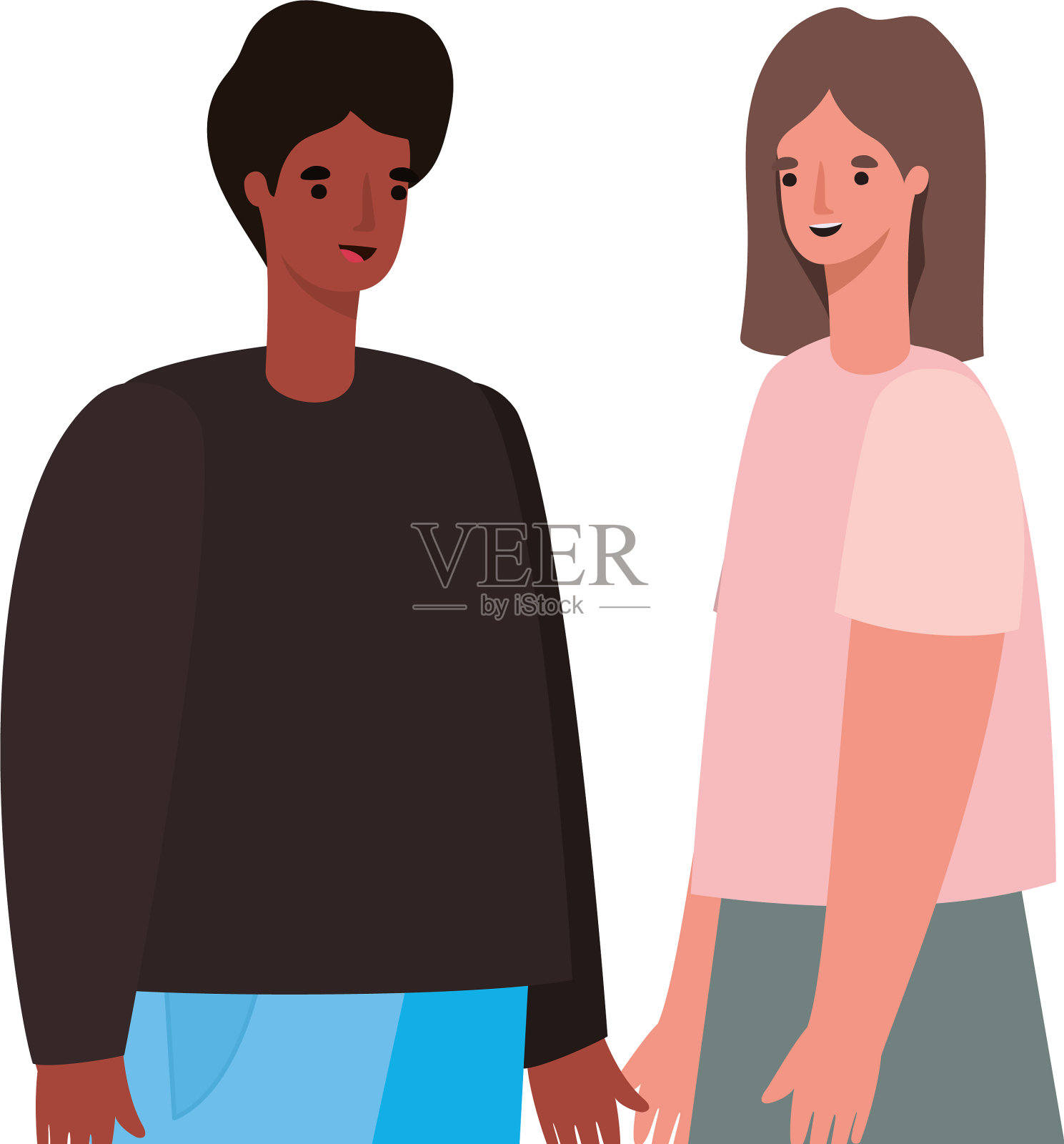 女人和男人头像卡通设计插画图片素材