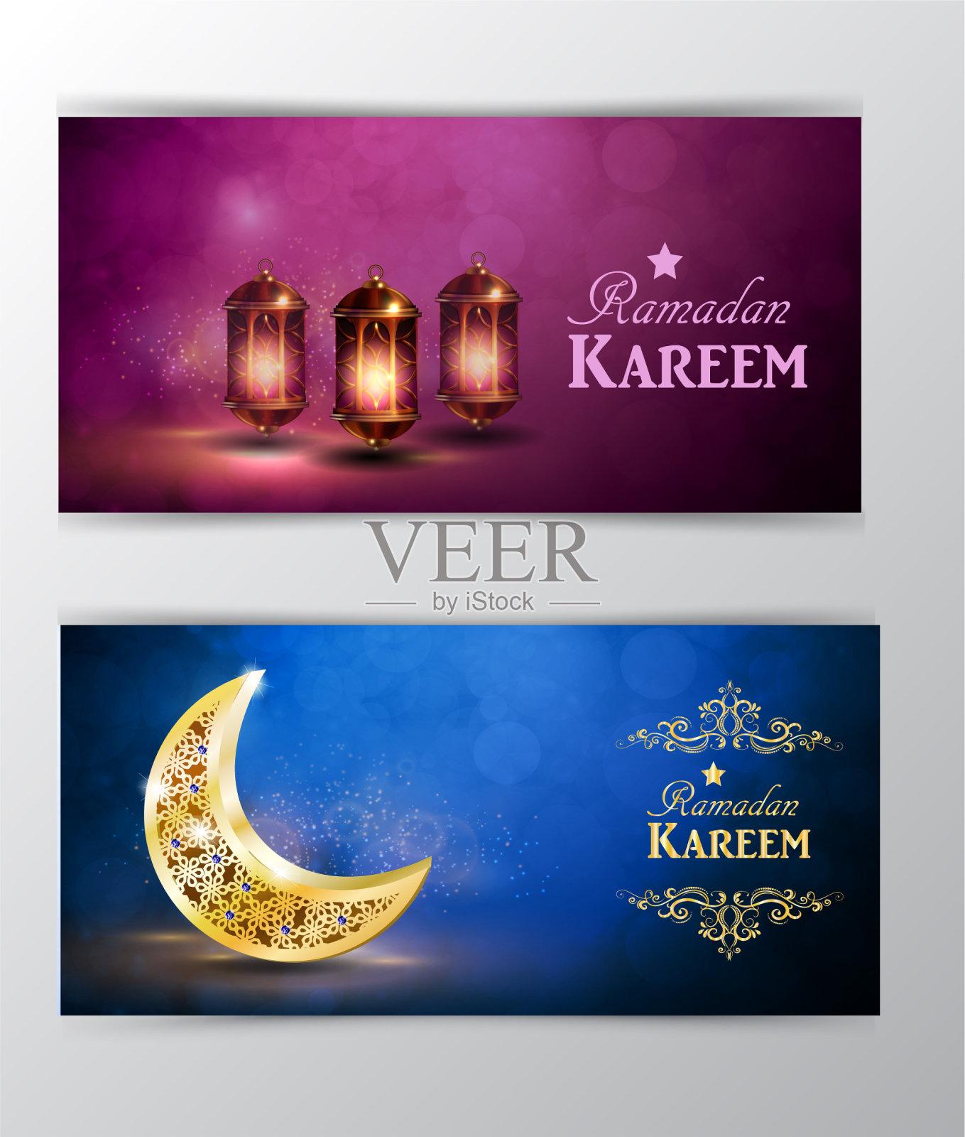 斋月kareem问候在模糊的背景设置插画图片素材