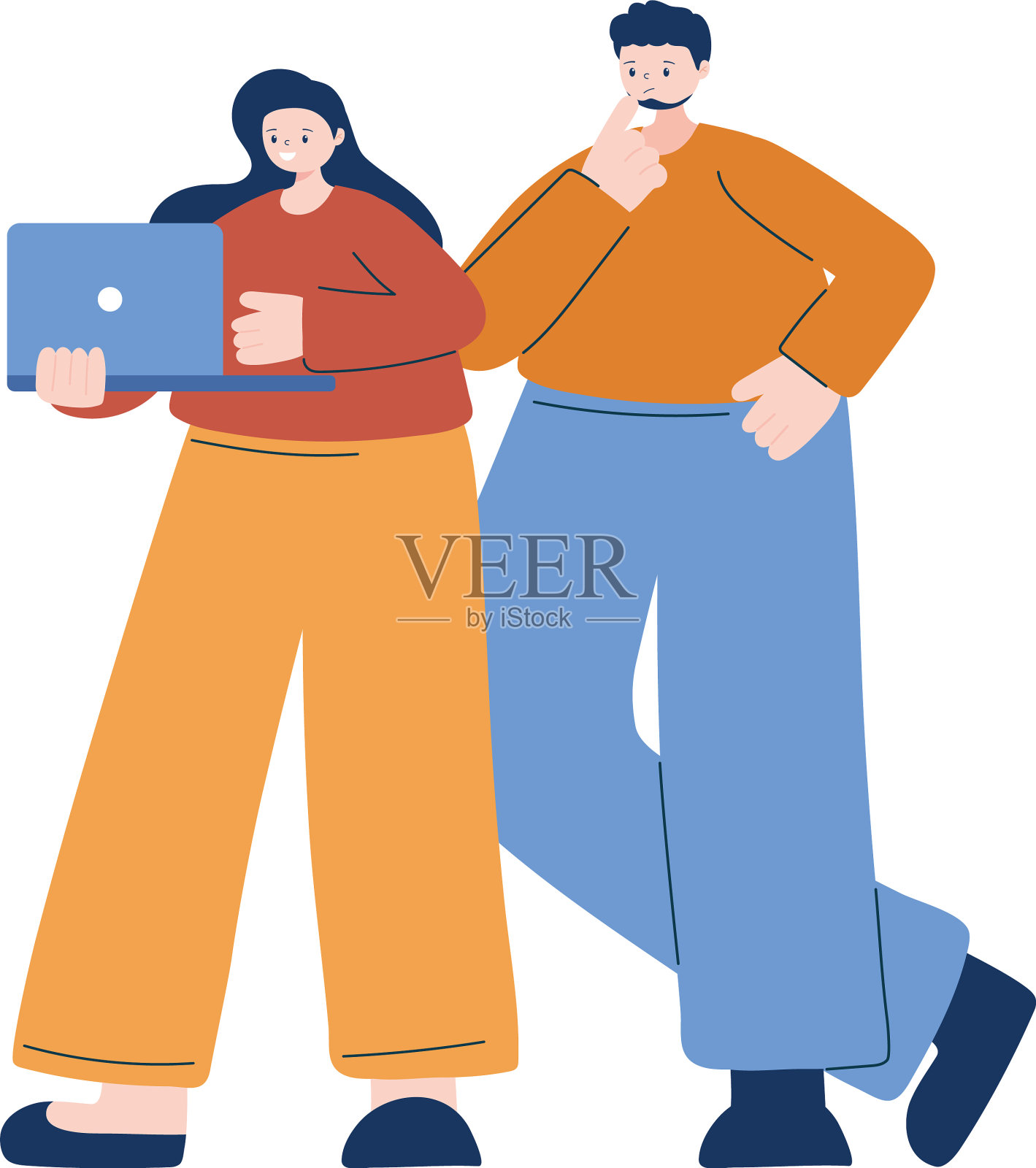 有笔记本电脑设计的女人和男人设计元素图片