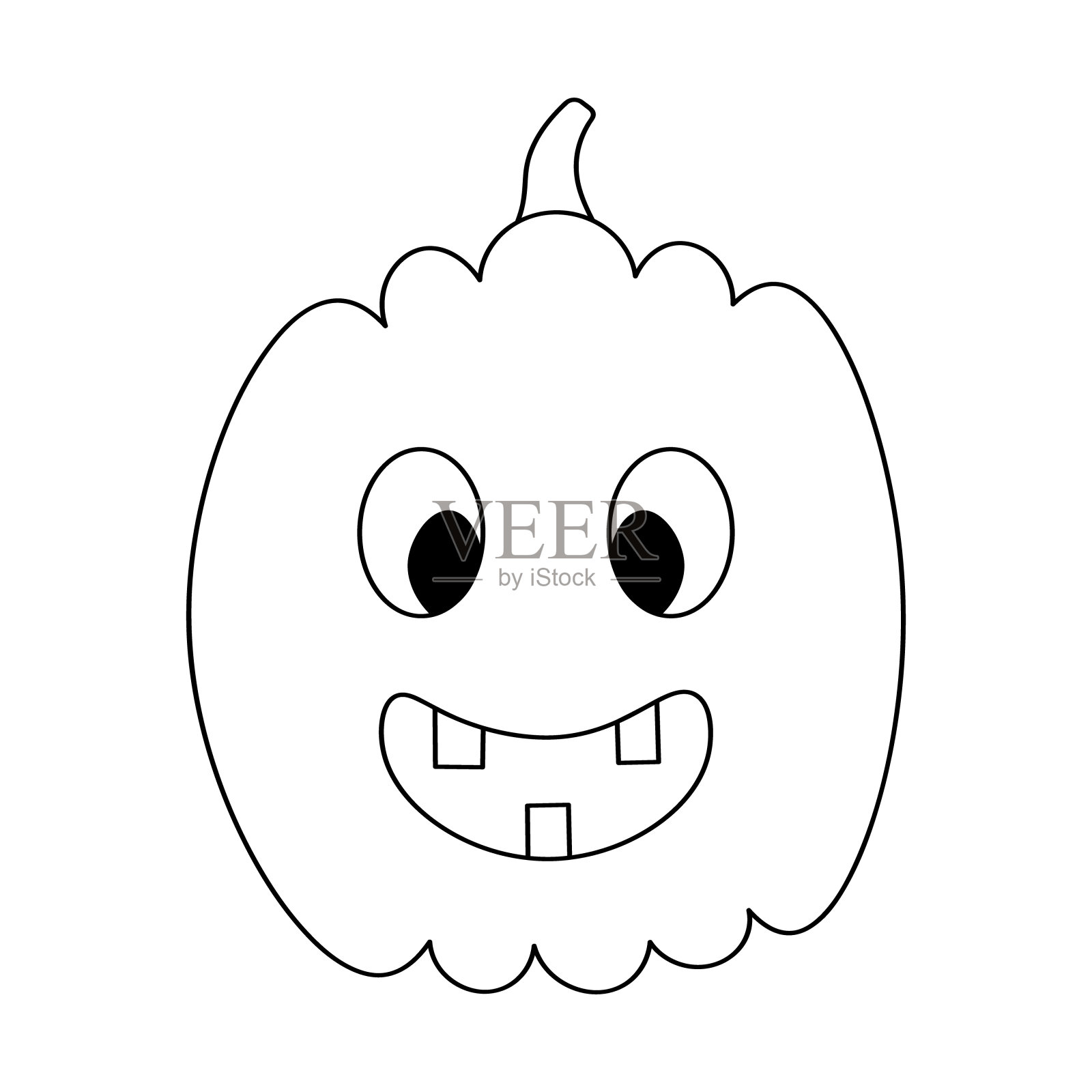 万圣节南瓜简笔画：微笑表情儿童涂色设计元素图片