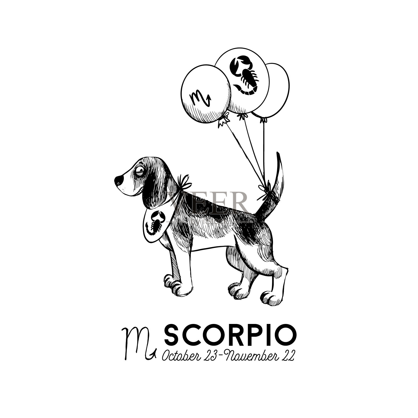 搞笑狗狗星座插画图片素材