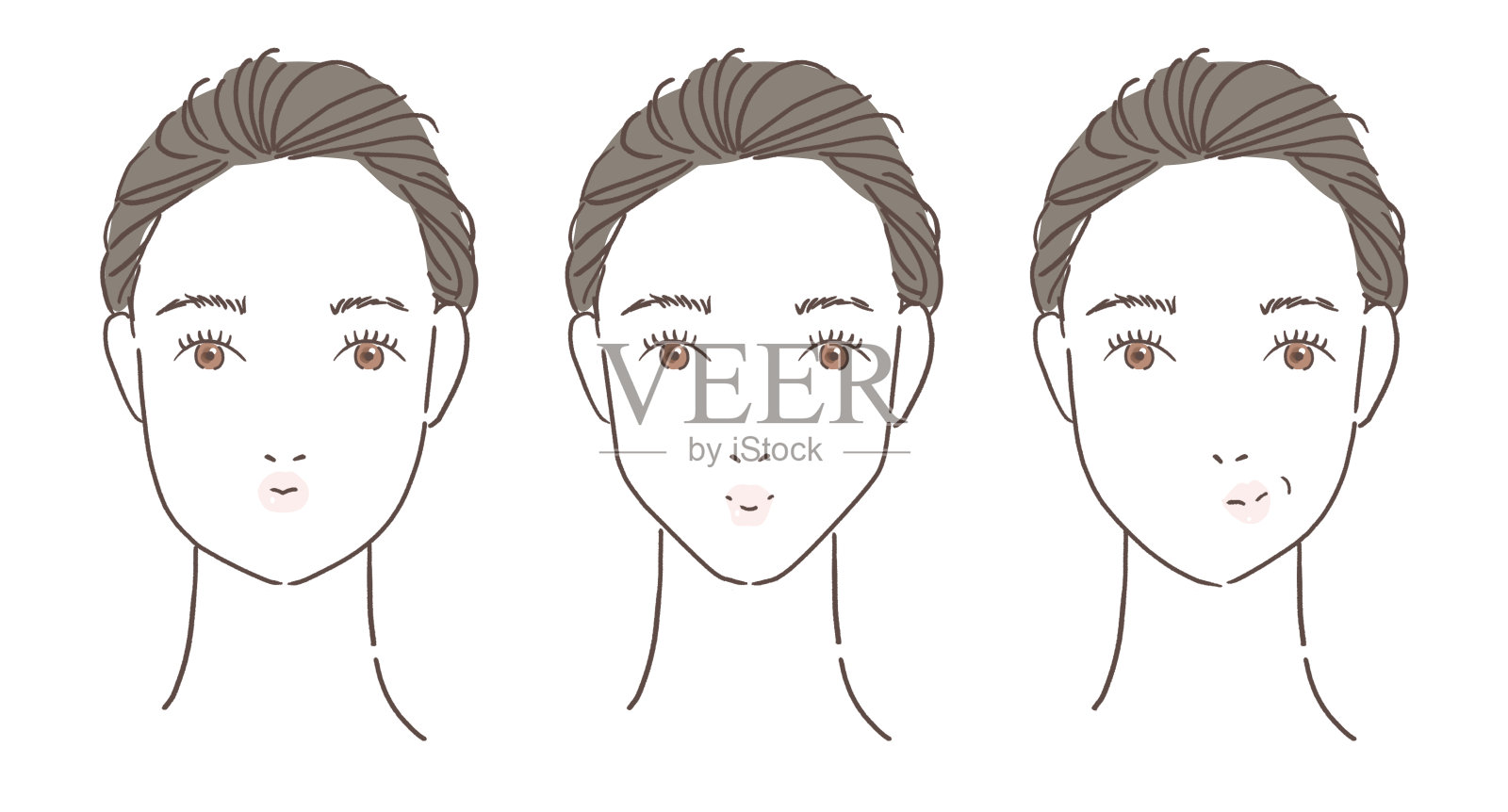 女子面部按摩插画图片素材