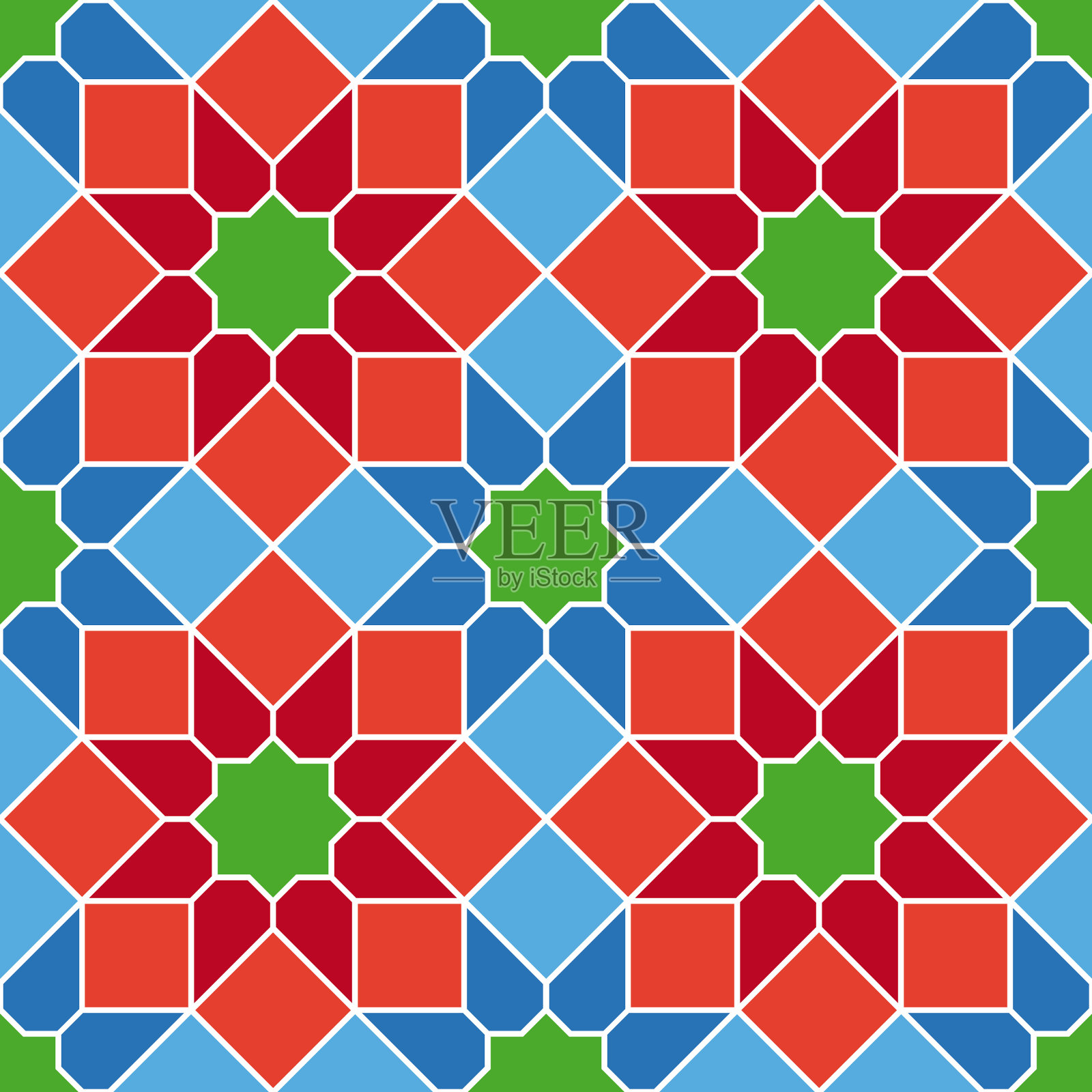 阿拉伯马赛克无缝图案。阿拉伯风格数码挂毯，纺织印花。插画图片素材