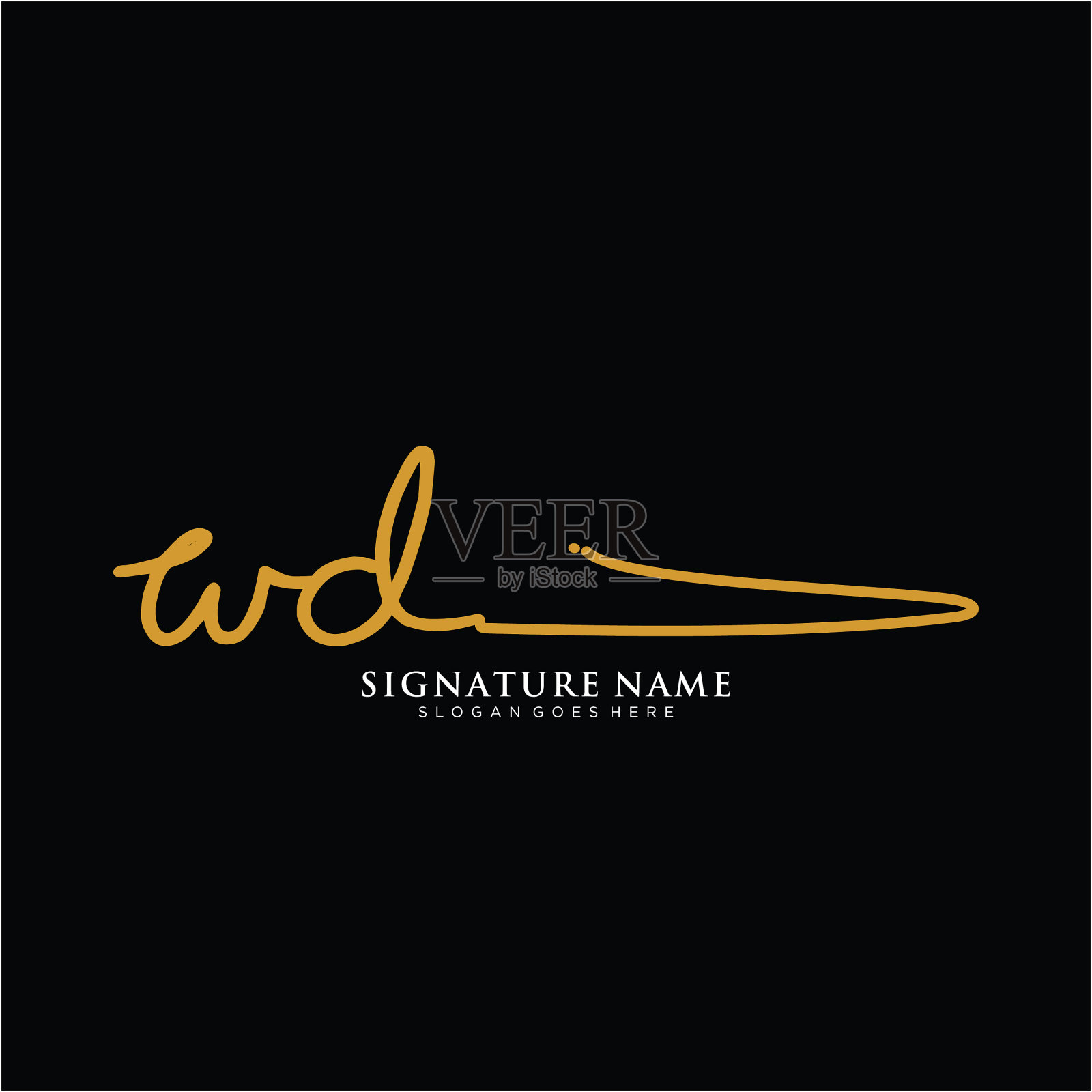 字母wd签名标志模板设计元素图片