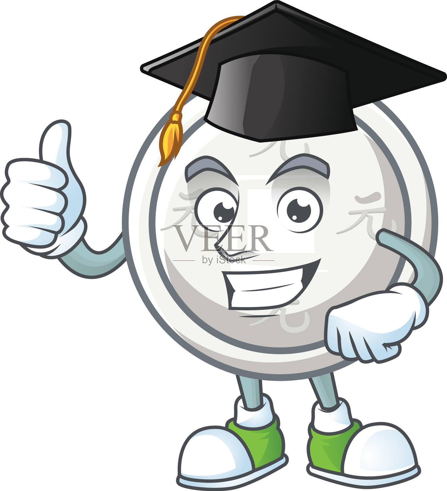 骄傲的中国银币戴着毕业帽插画图片素材