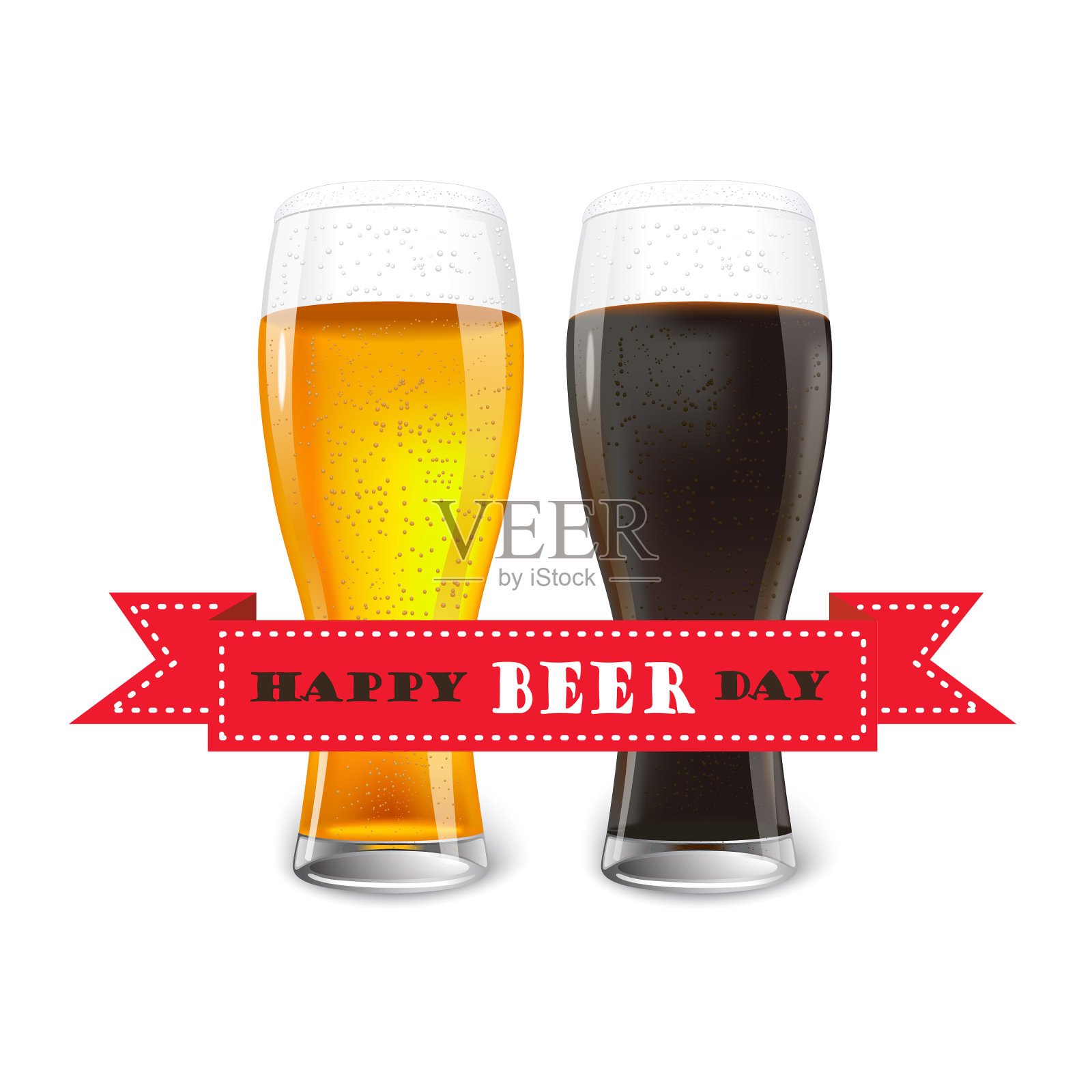 玻璃啤酒孤立在白色设计元素图片