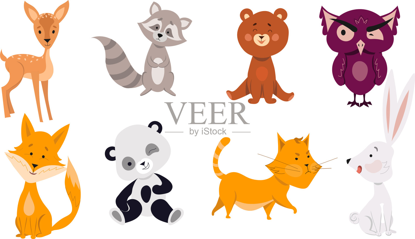 动物的性格。抽象的,花的背景。矢量图插画图片素材