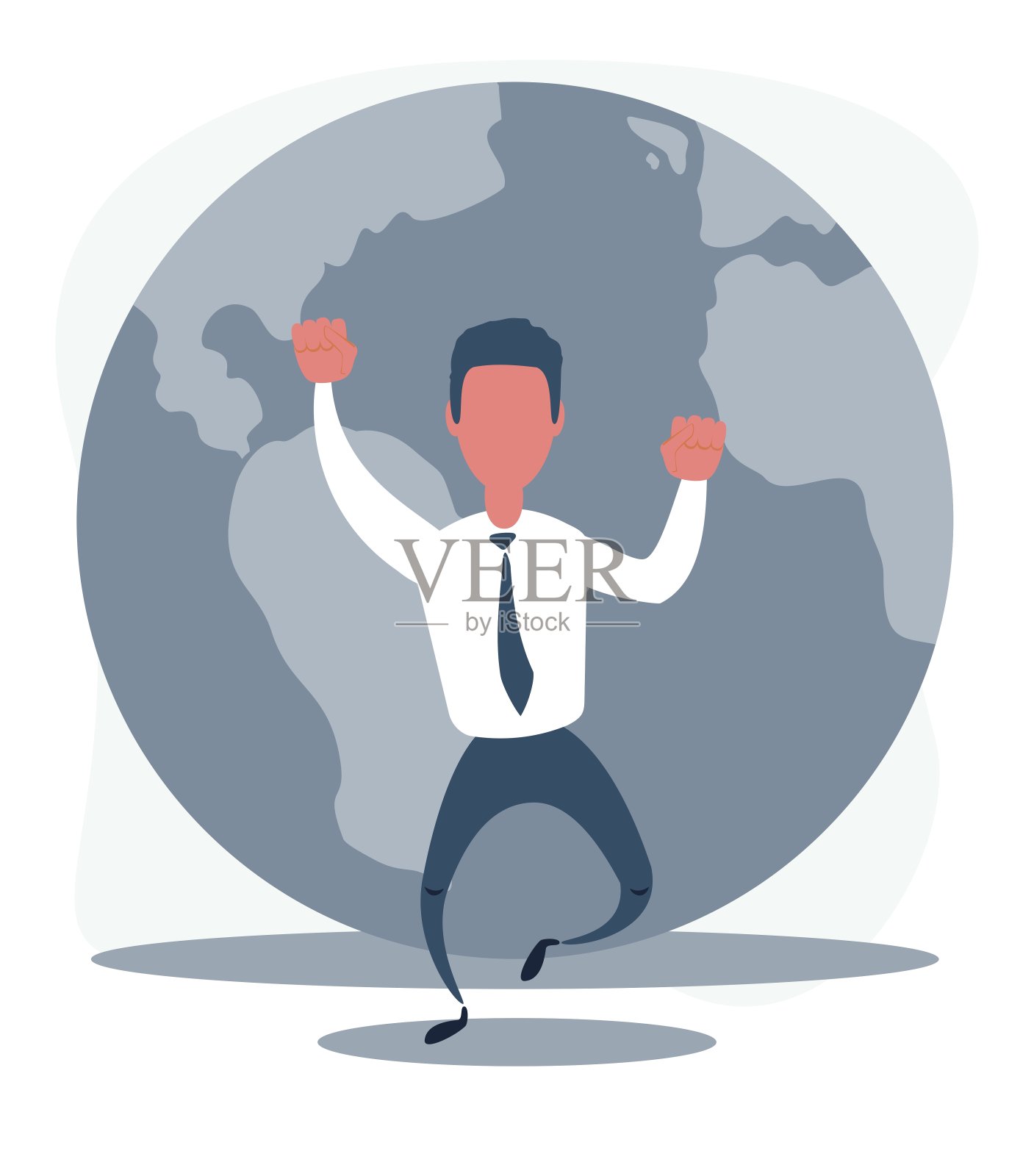 从向他袭来的地球上逃跑的商人。气候变化的概念插画图片素材