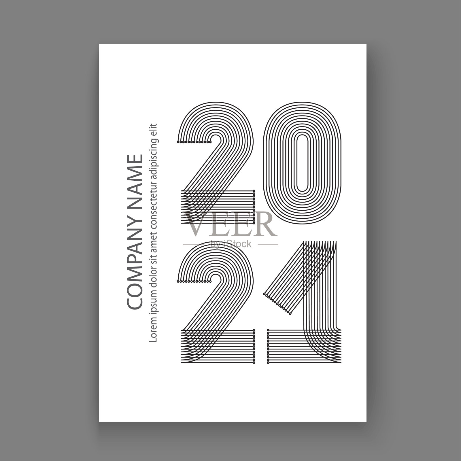 抽象现代封面设计彩色霓虹灯之字形背景与2021年新年快乐，2021年数字细线条纹风格，矢量插图年度报告，横幅，小册子，杂志，标签，传单，海报插画图片素材