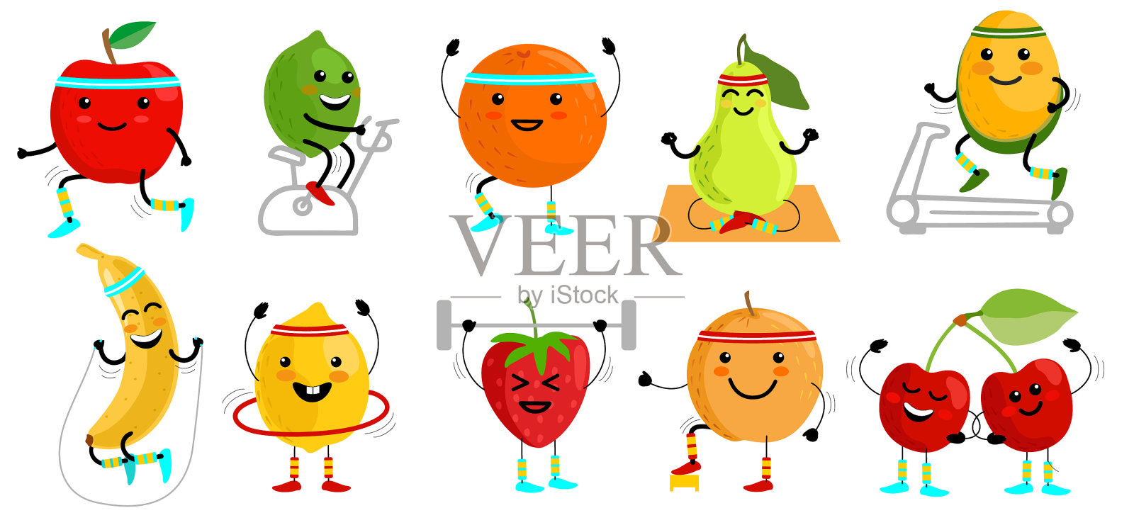 运动水果具有健康饮食的特点插画图片素材