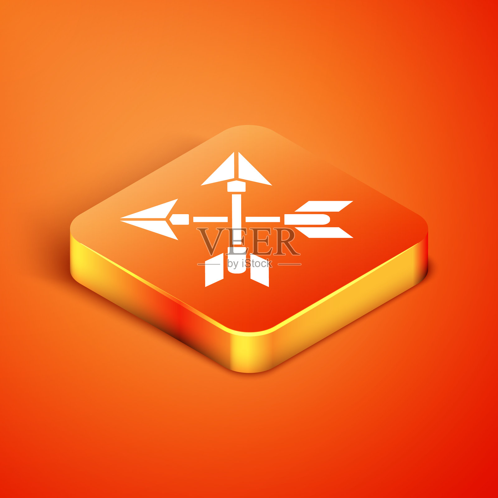 等距交叉箭头图标隔离在橙色上图标素材