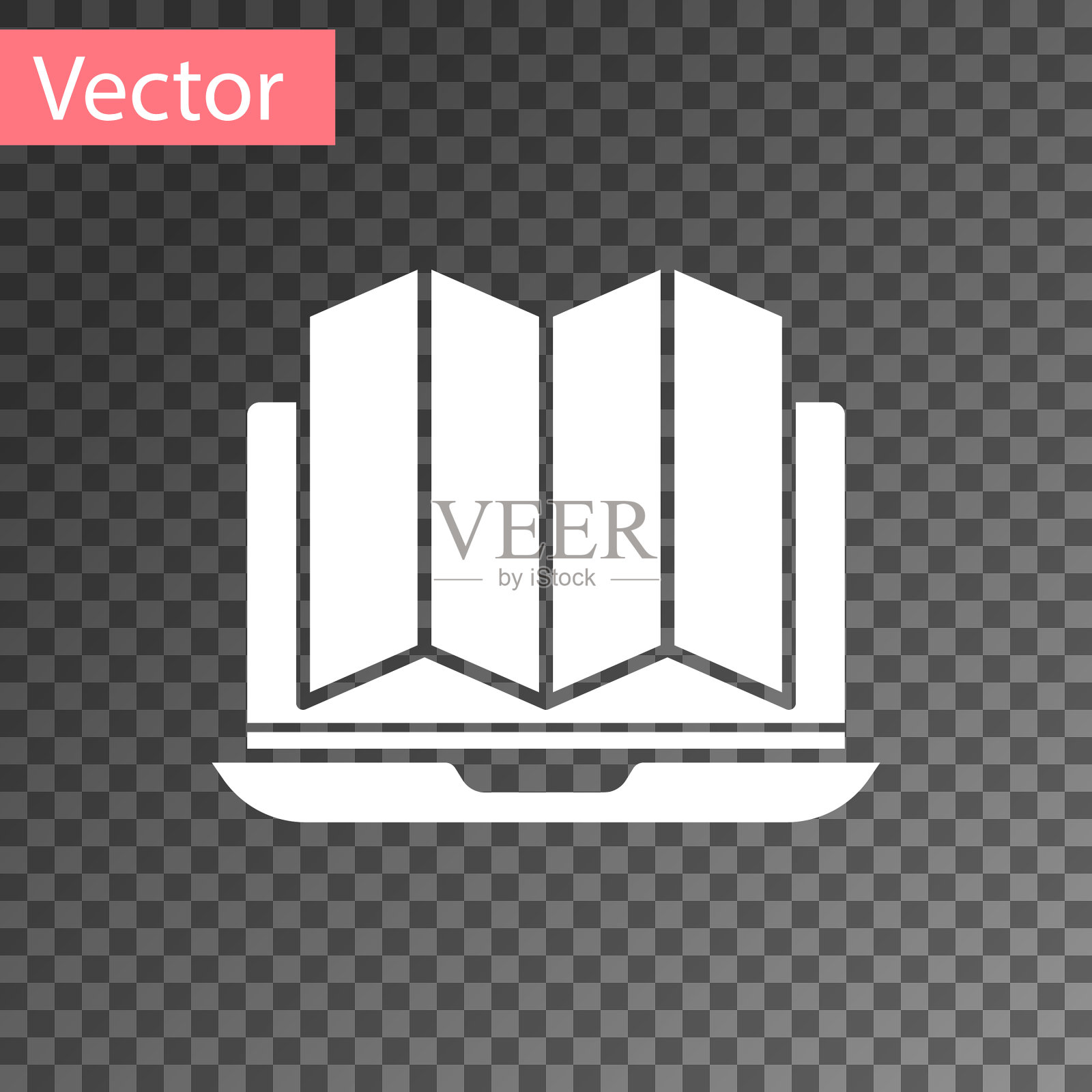 在笔记本电脑地图上的白色森林位置插画图片素材