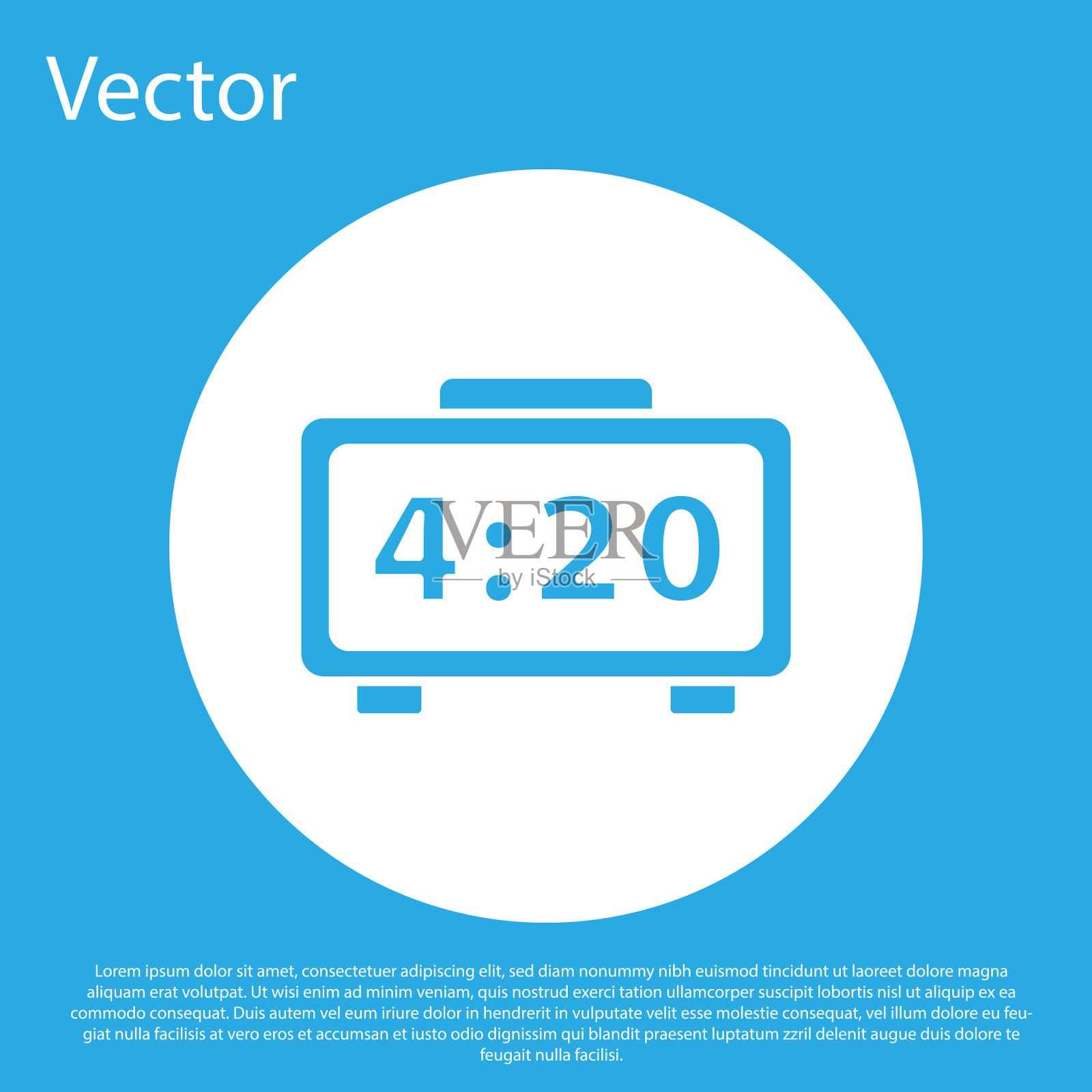 蓝色数字闹钟图标隔离在蓝色插画图片素材