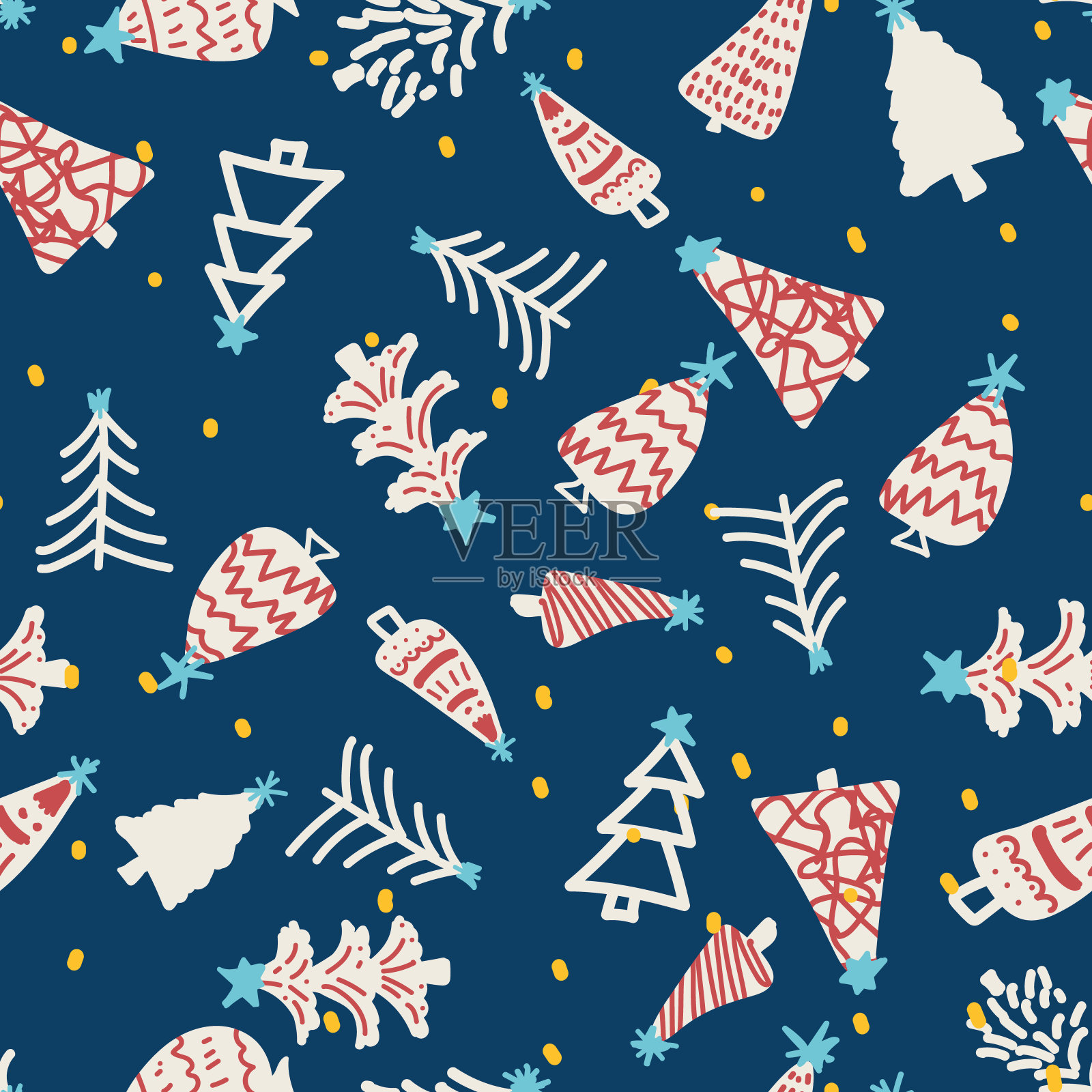 圣诞树现代时尚无缝图案插画图片素材
