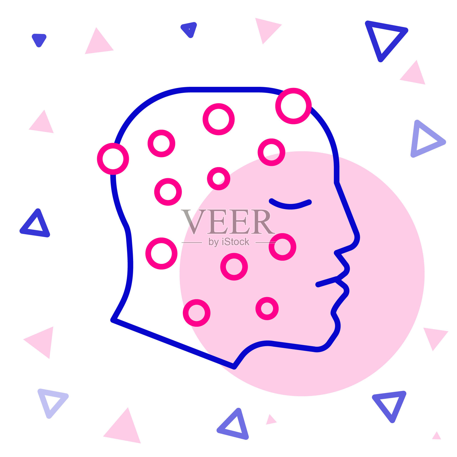 白色背景上孤立的银屑病或湿疹图标。人类皮肤对过敏原的反应或慢性身体问题的概念。色彩斑斓的轮廓的概念。向量插画图片素材