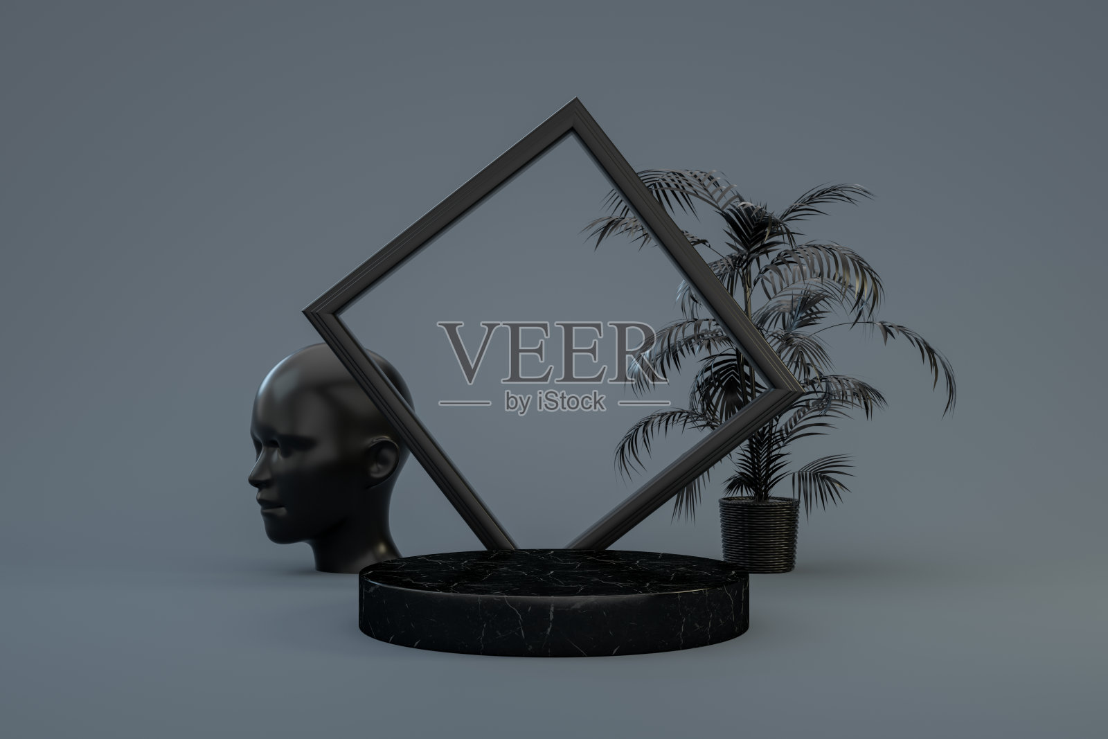 3D空产品架，平台框架，抽象的最小概念照片摄影图片