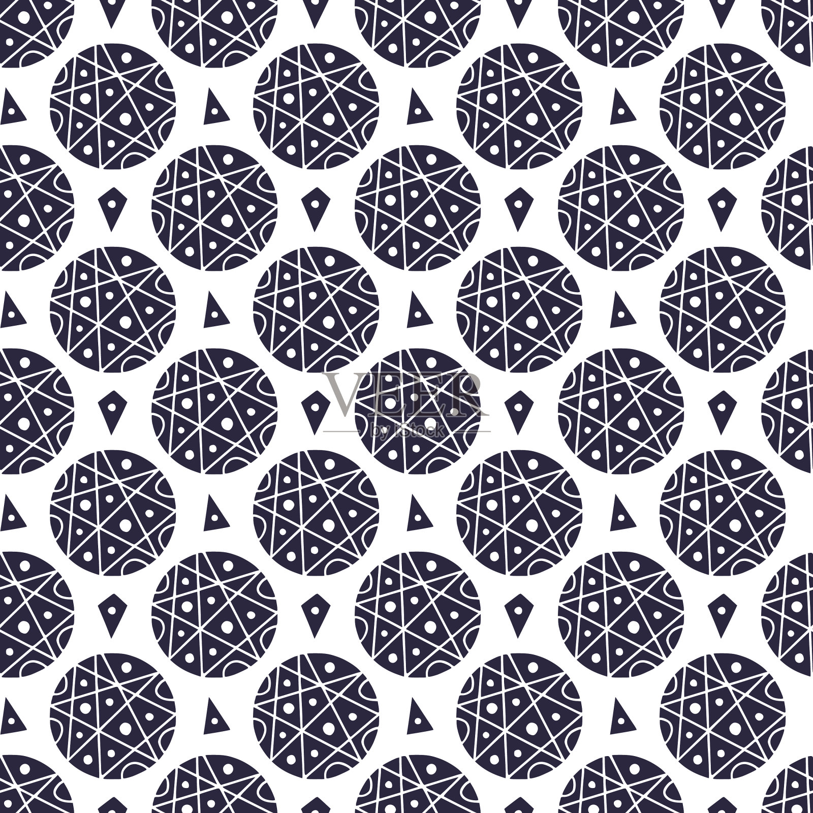 无缝图案与单色几何插画图片素材