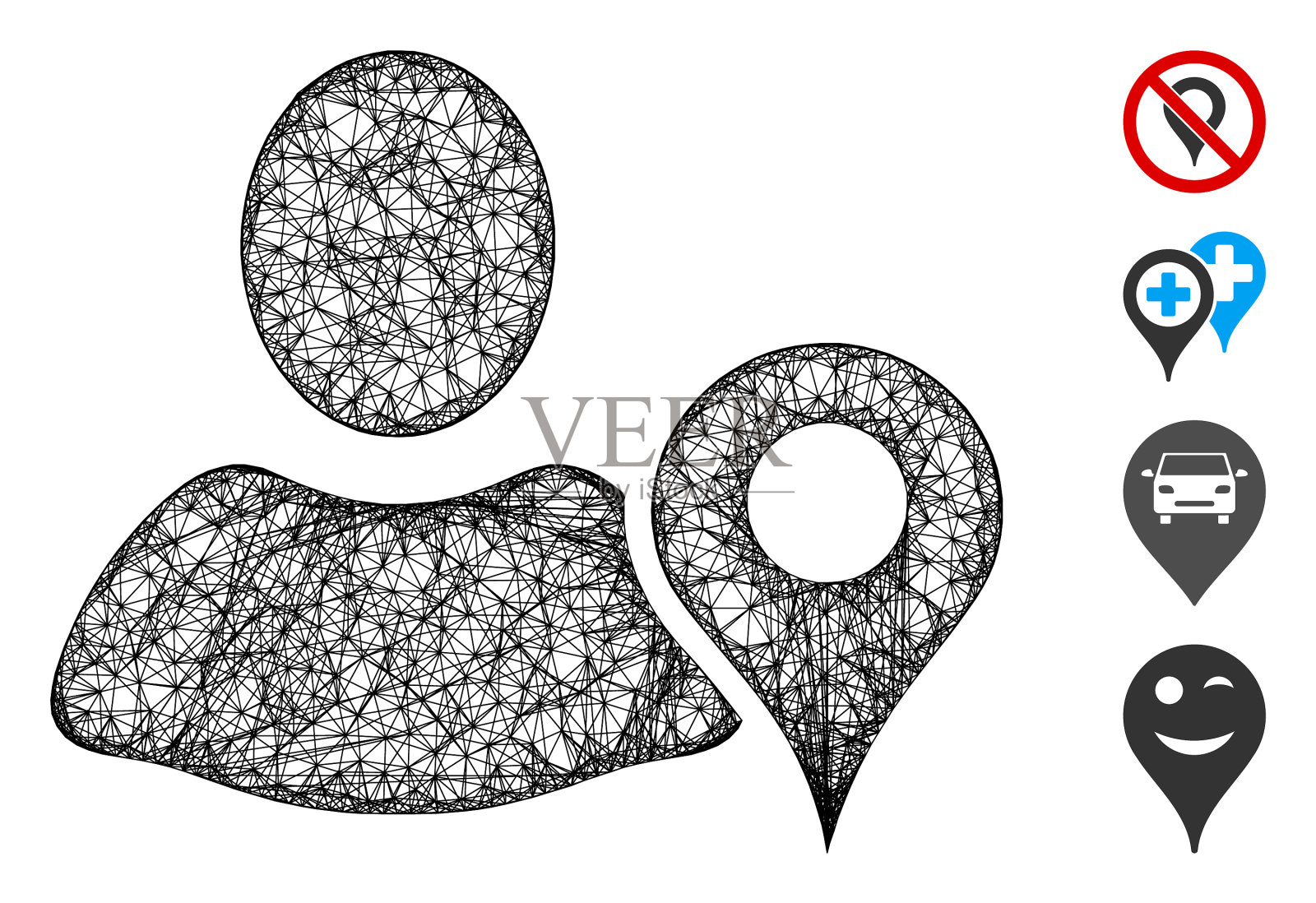 地理定位网络网格插画图片素材