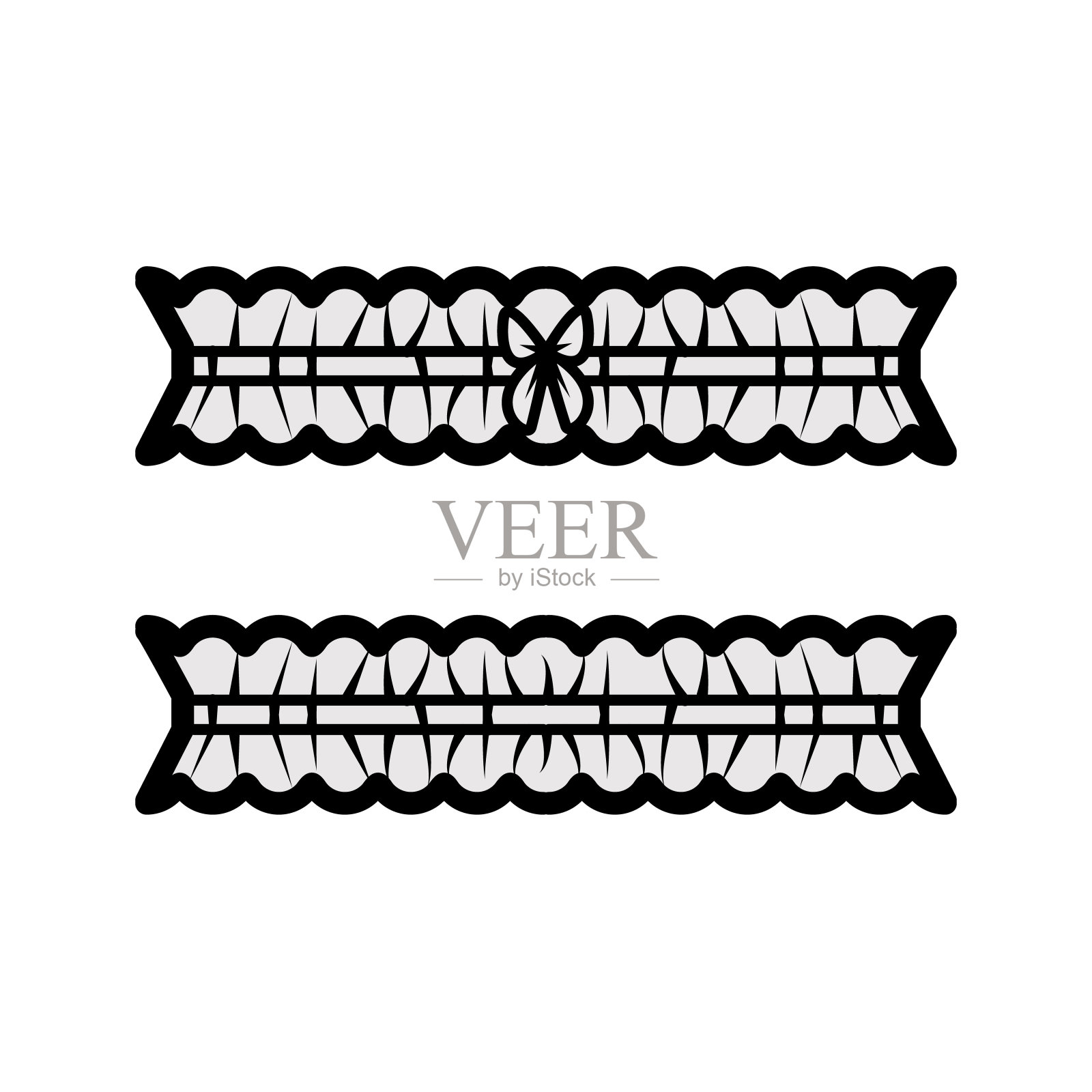 腿吊袜带与蝴蝶结内衣技术时尚插图与聚集弹性。平面模板前插画图片素材