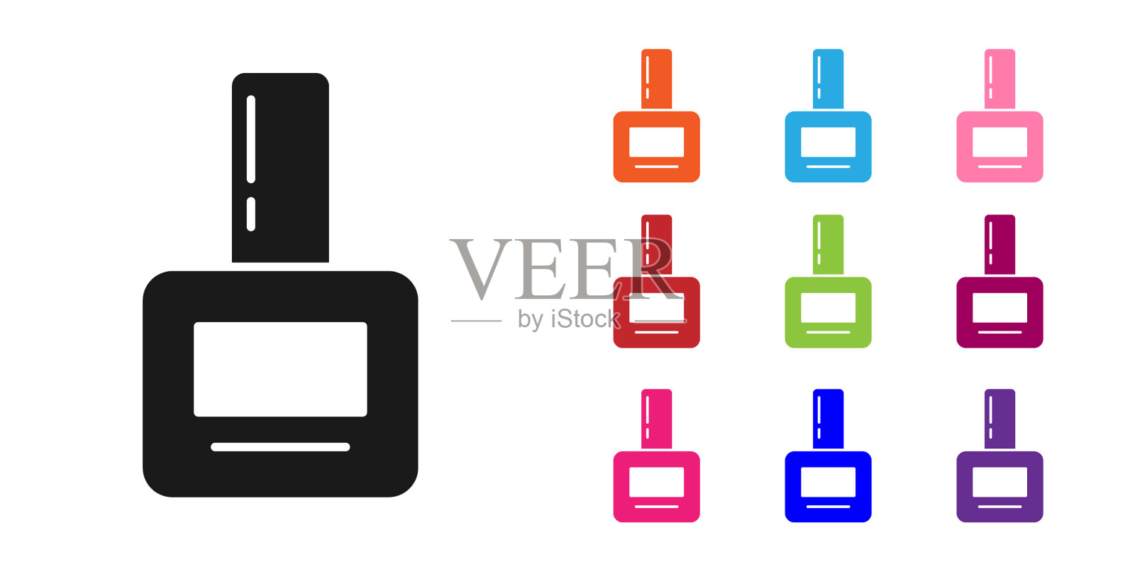 黑色指甲油瓶图标孤立在白色上图标素材