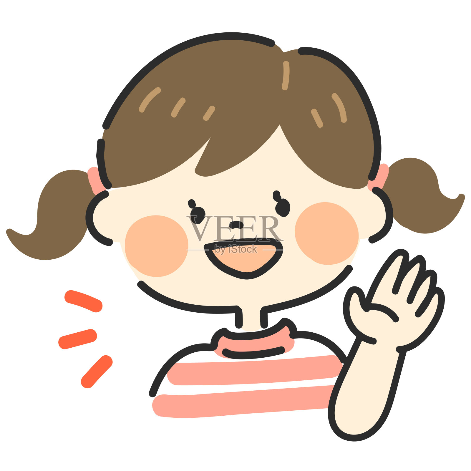 一个女孩挥手的插图插画图片素材