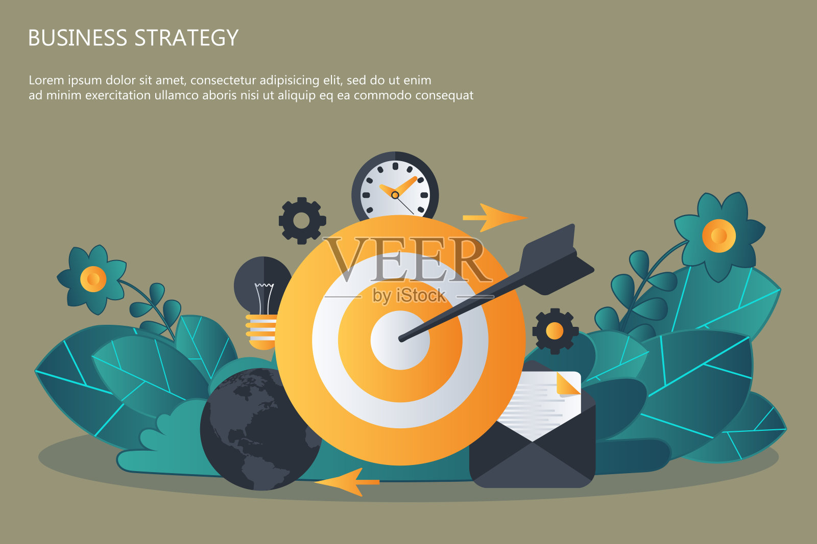 战略规划和成功的商业。平面向量插图插画图片素材