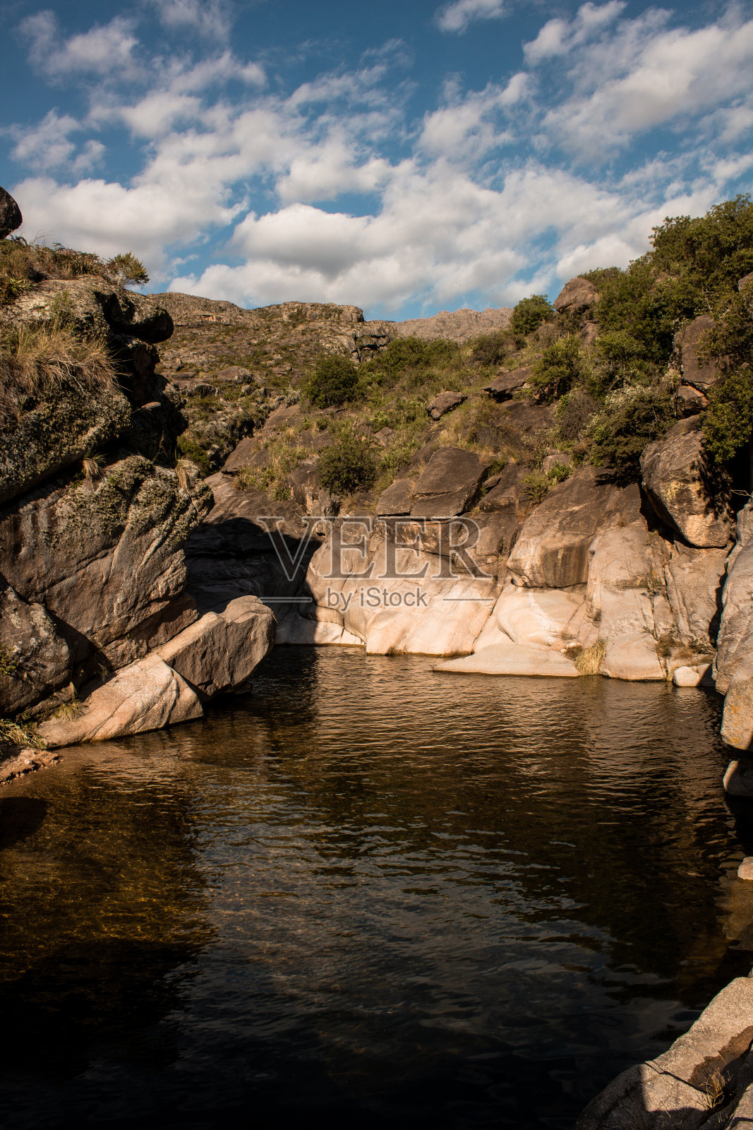 河上的天然游泳池。垂直的图像照片摄影图片