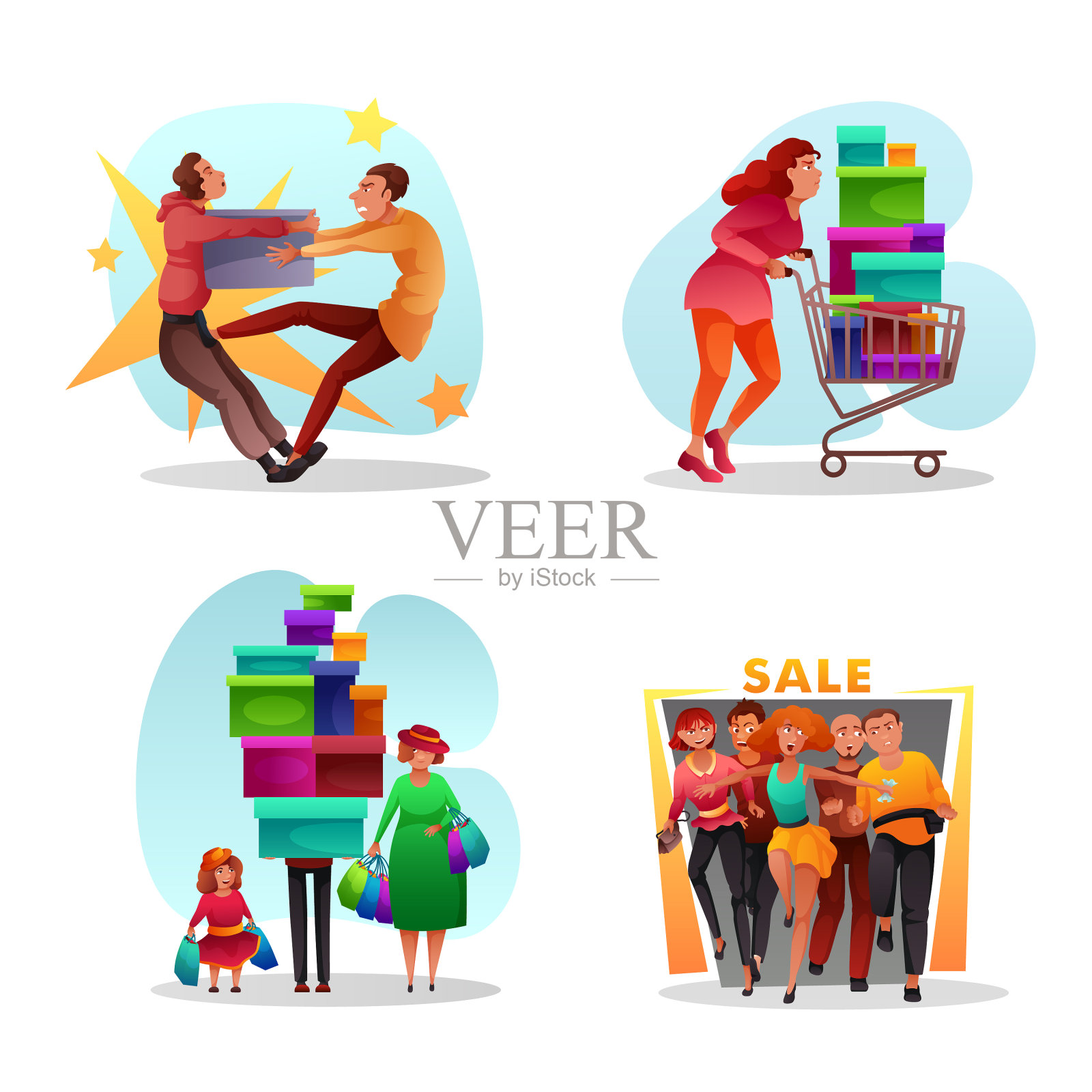 季节性销售滑稽套间让人兴奋不已插画图片素材