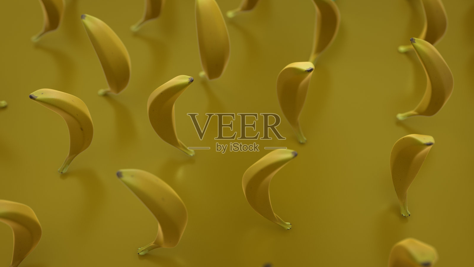 一组黄色香蕉3D渲染照片摄影图片