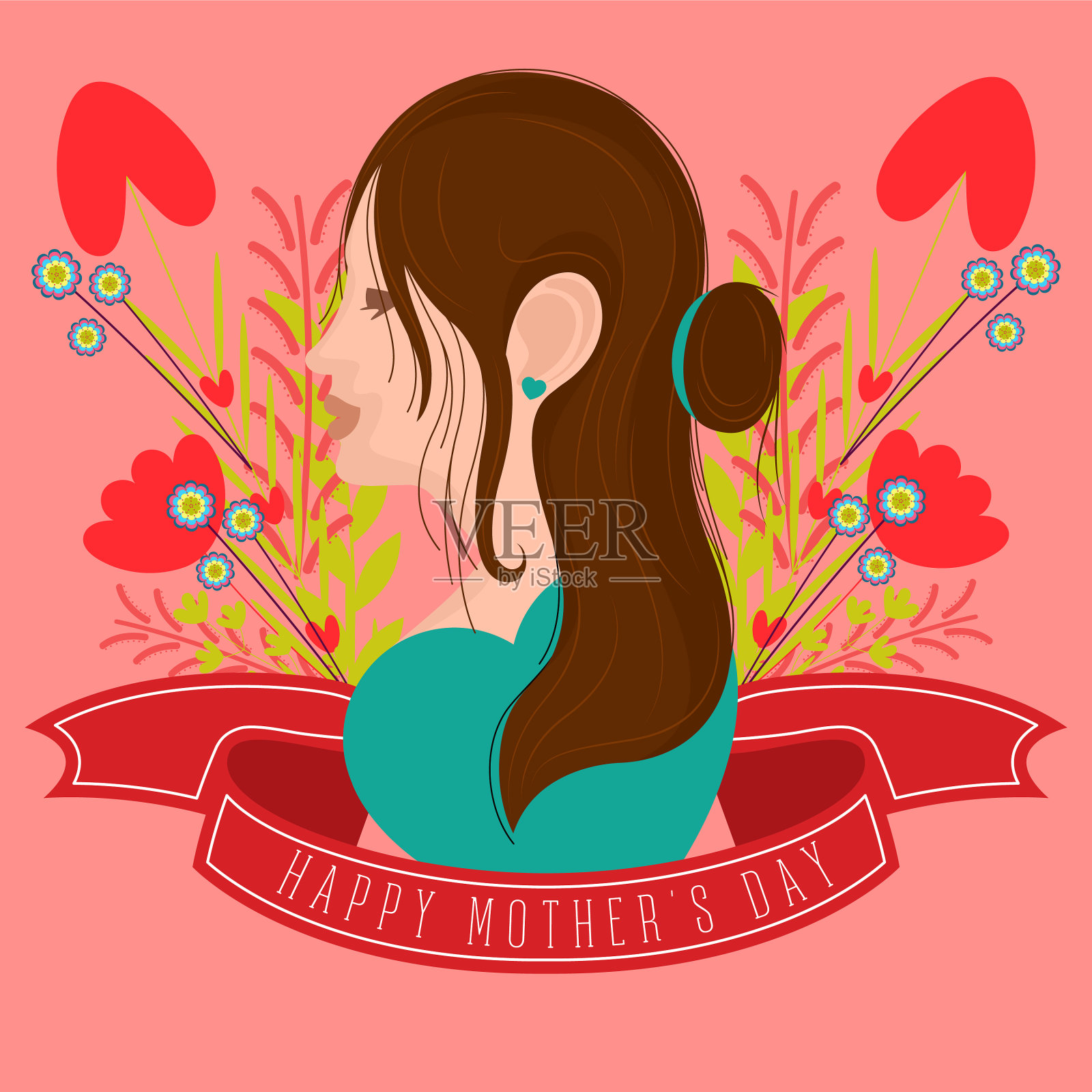 母亲节快乐卡片插画图片素材