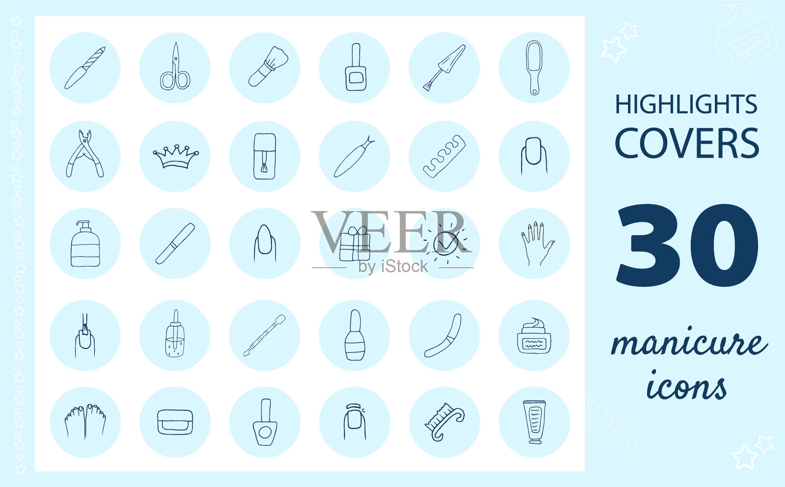 美甲和足疗图标突出的故事插画图片素材