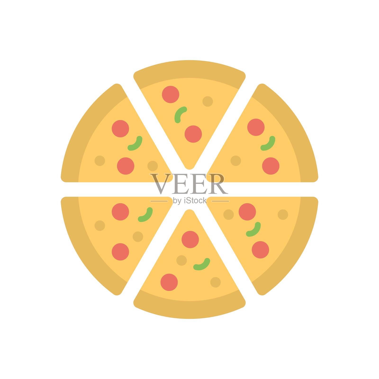 披萨图标在平面设计风格。快餐的概念。图标素材