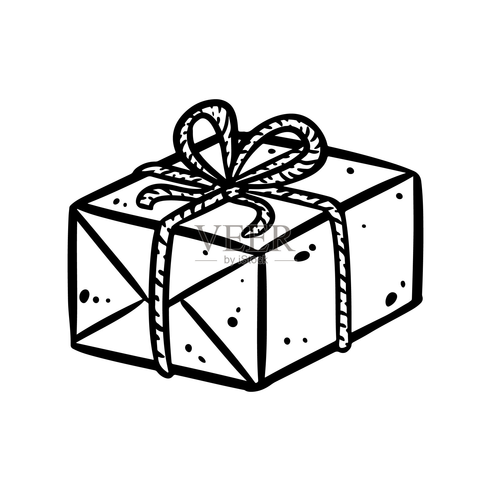 可爱的卡通邮包涂鸦形象。礼品店的标志。媒体高亮图形符号插画图片素材