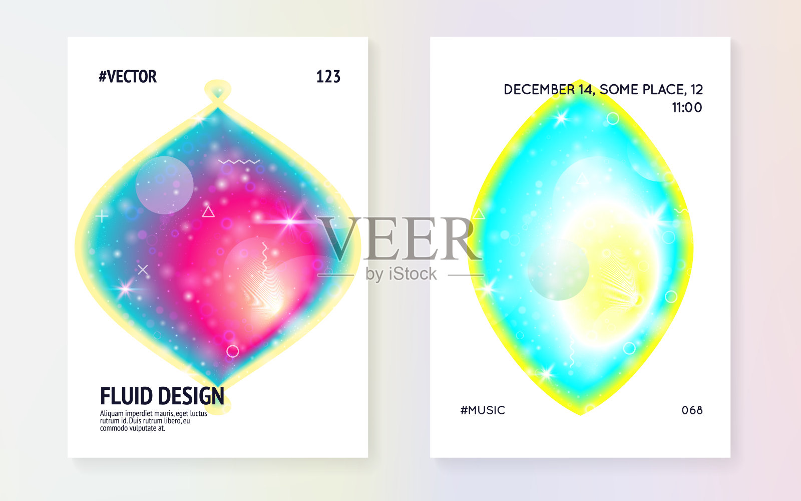 带有动态元素的流体形状。设计模板素材