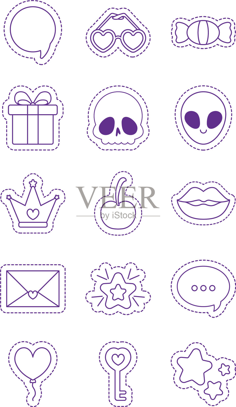 可爱的补丁线条风格图标集设计图标素材