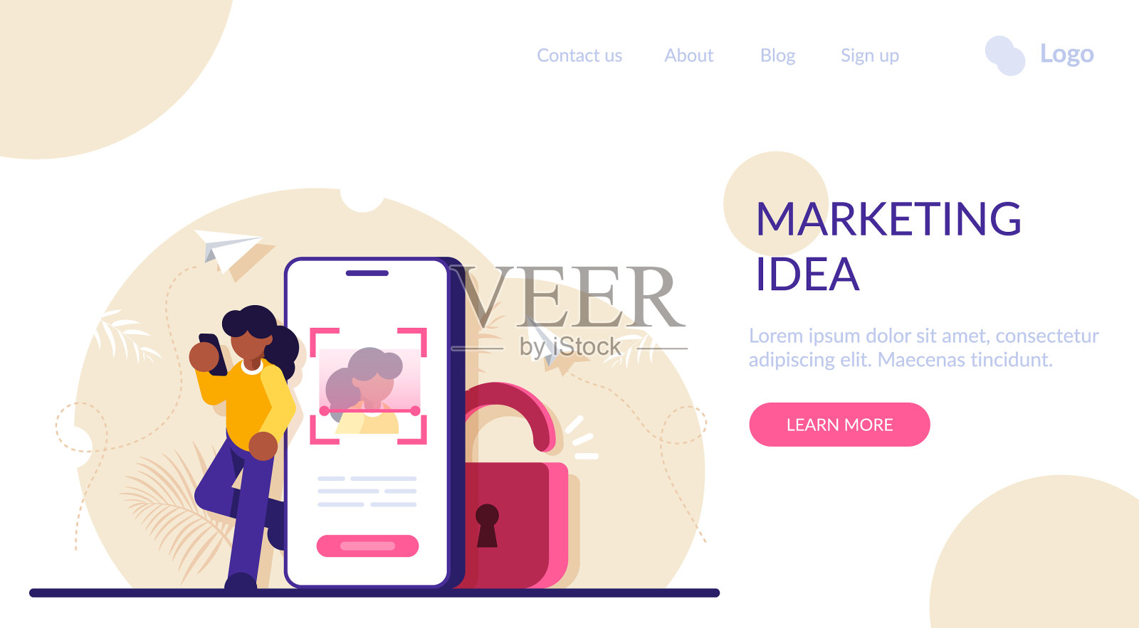 概念人脸识别技术生物识别插画图片素材