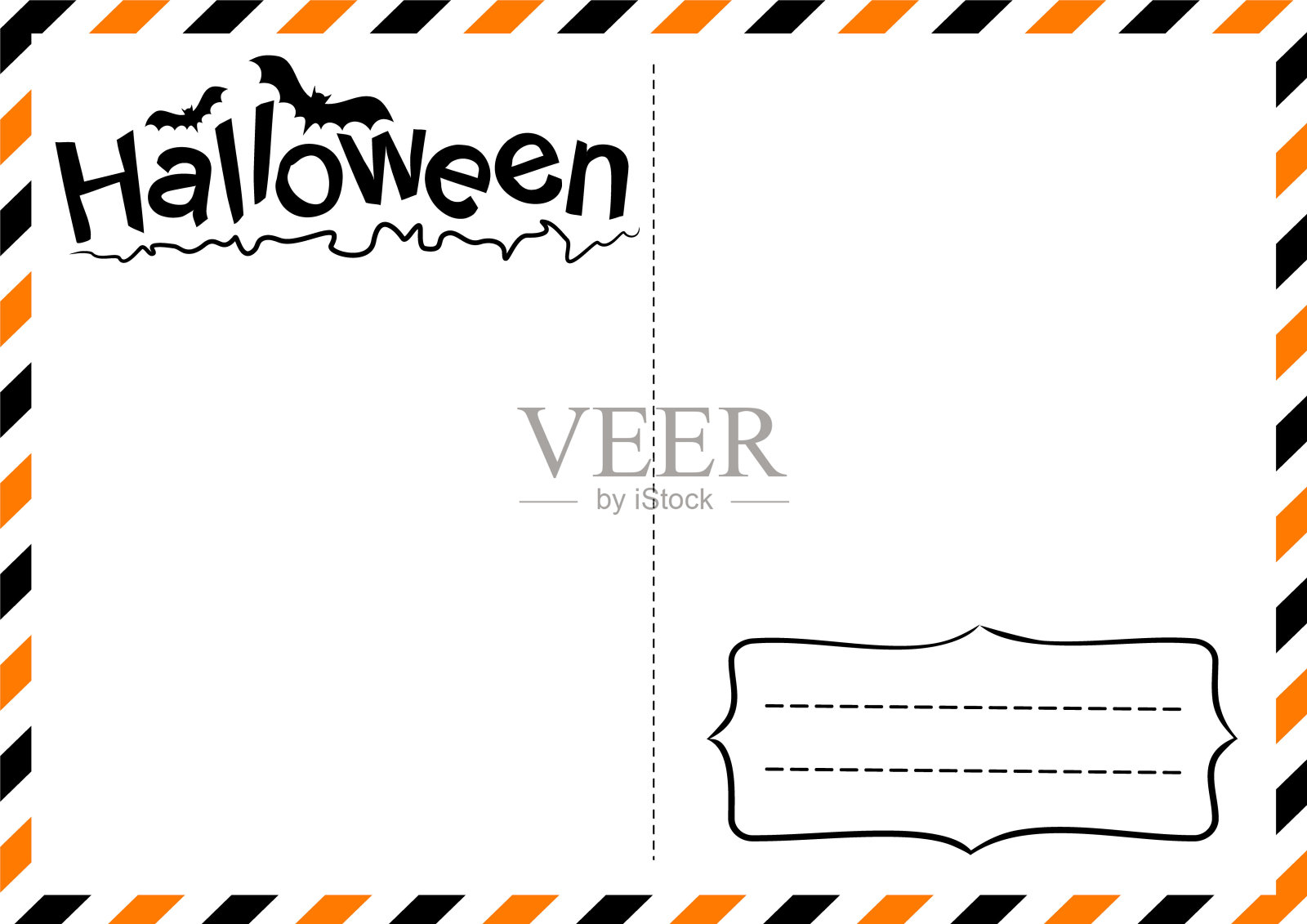 万圣节白色明信片与蝙蝠。节日聚会的邀请。插画图片素材