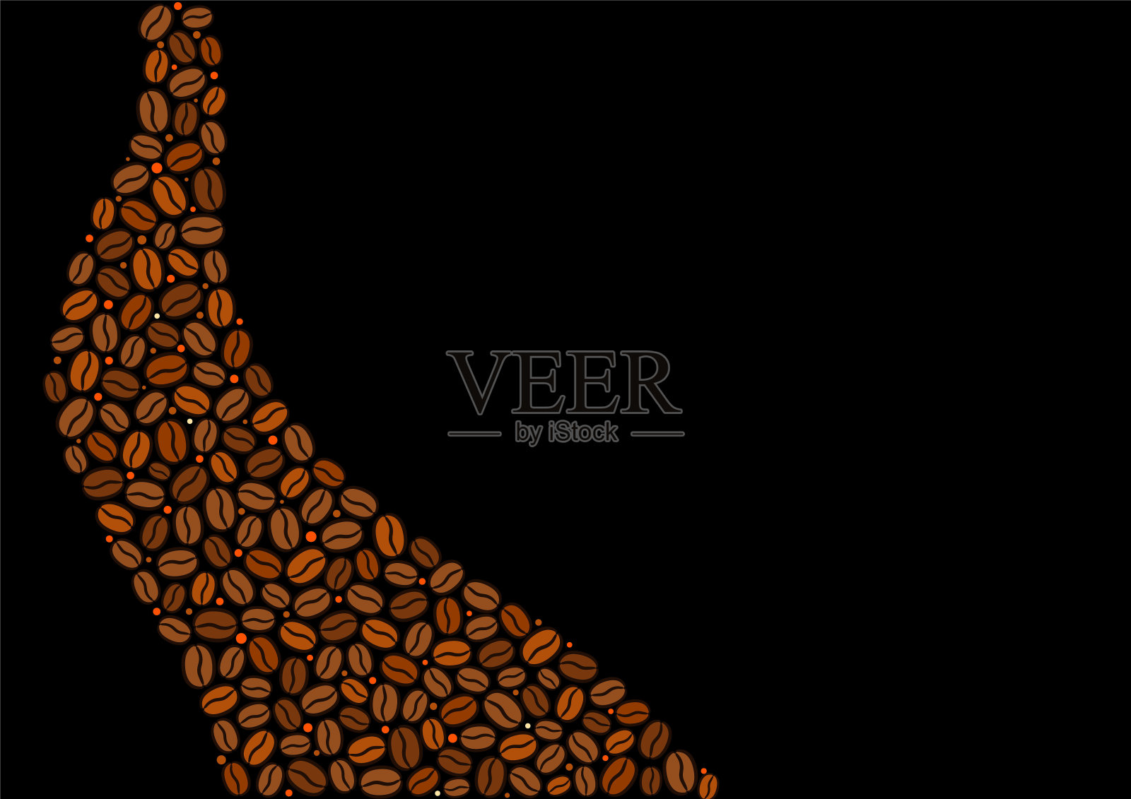 用咖啡豆制成的波浪。手绘谷物。插画图片素材