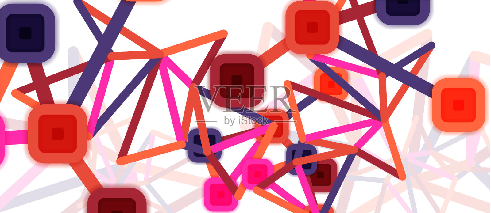 抽象的正方形网点连接方式插画图片素材