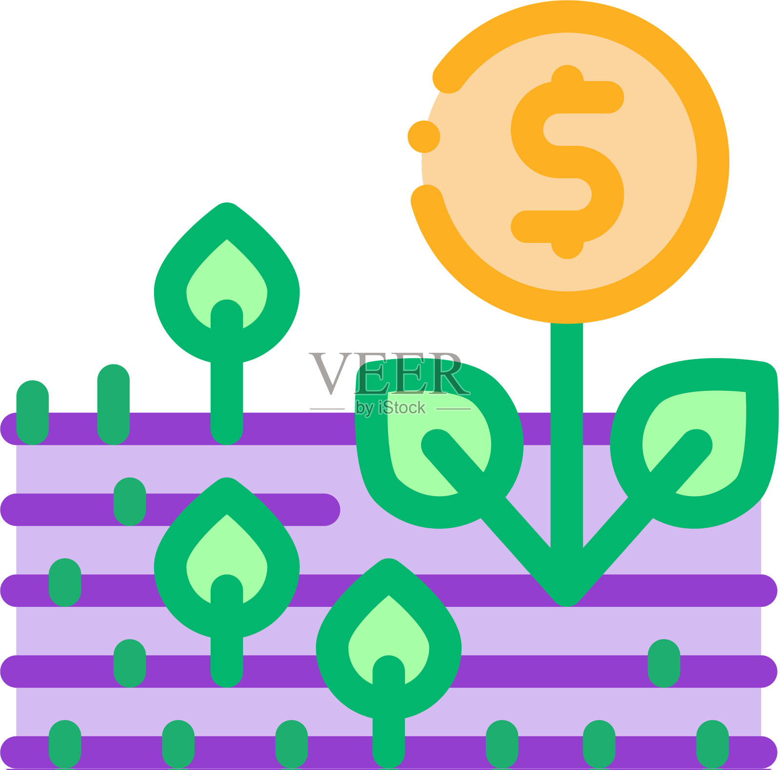 金钱树的领域图标轮廓设计元素图片