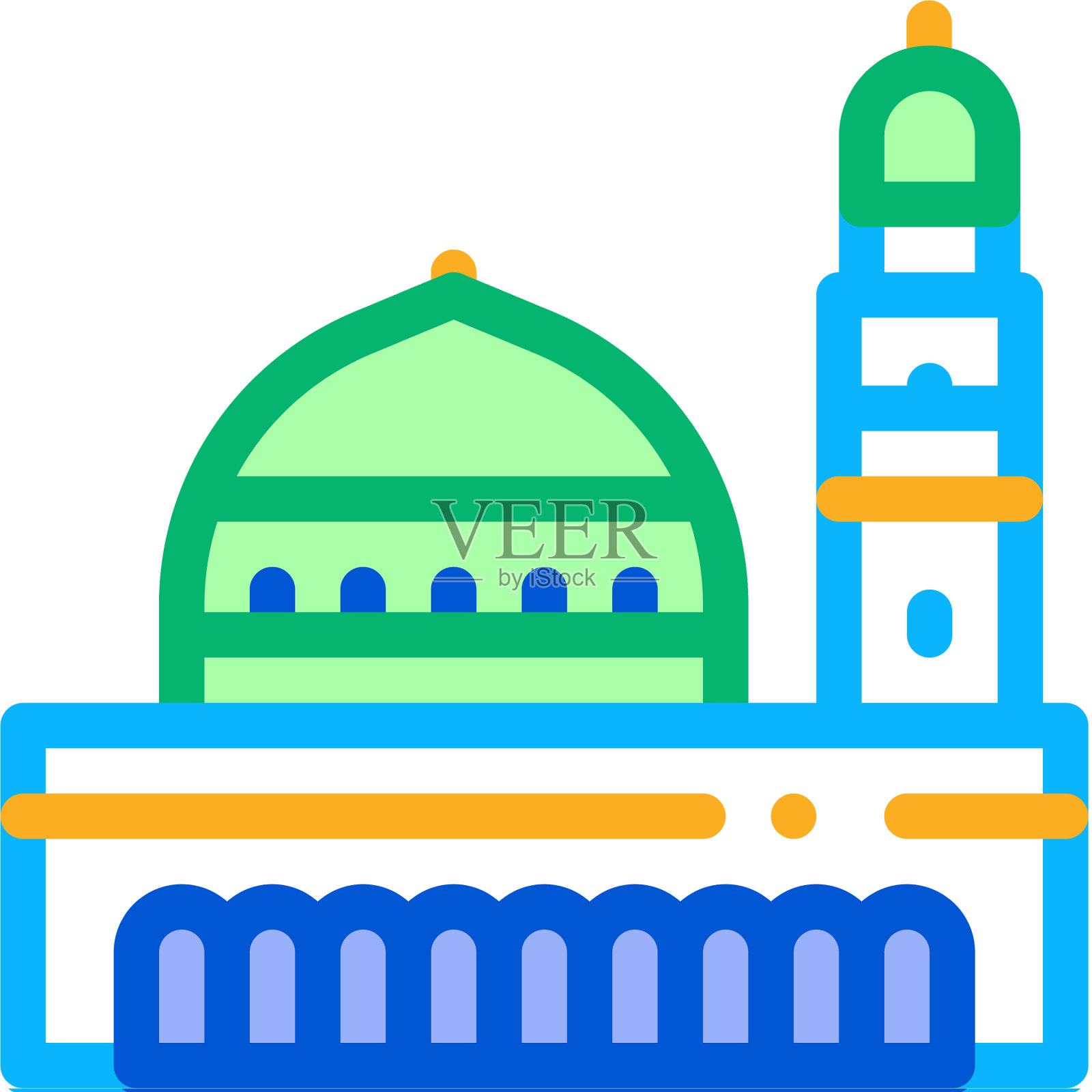 穆斯林圣城的图标轮廓设计元素图片