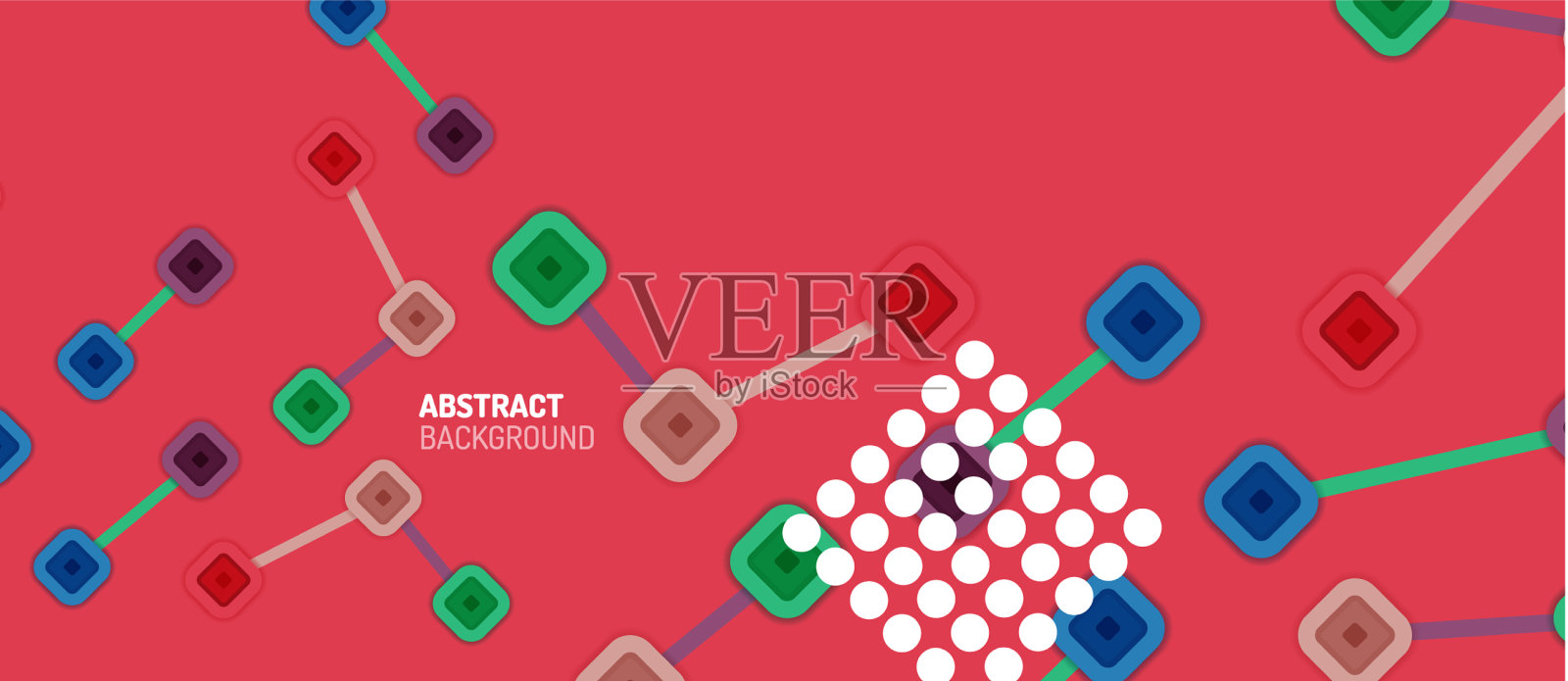 抽象的正方形网点连接方式插画图片素材